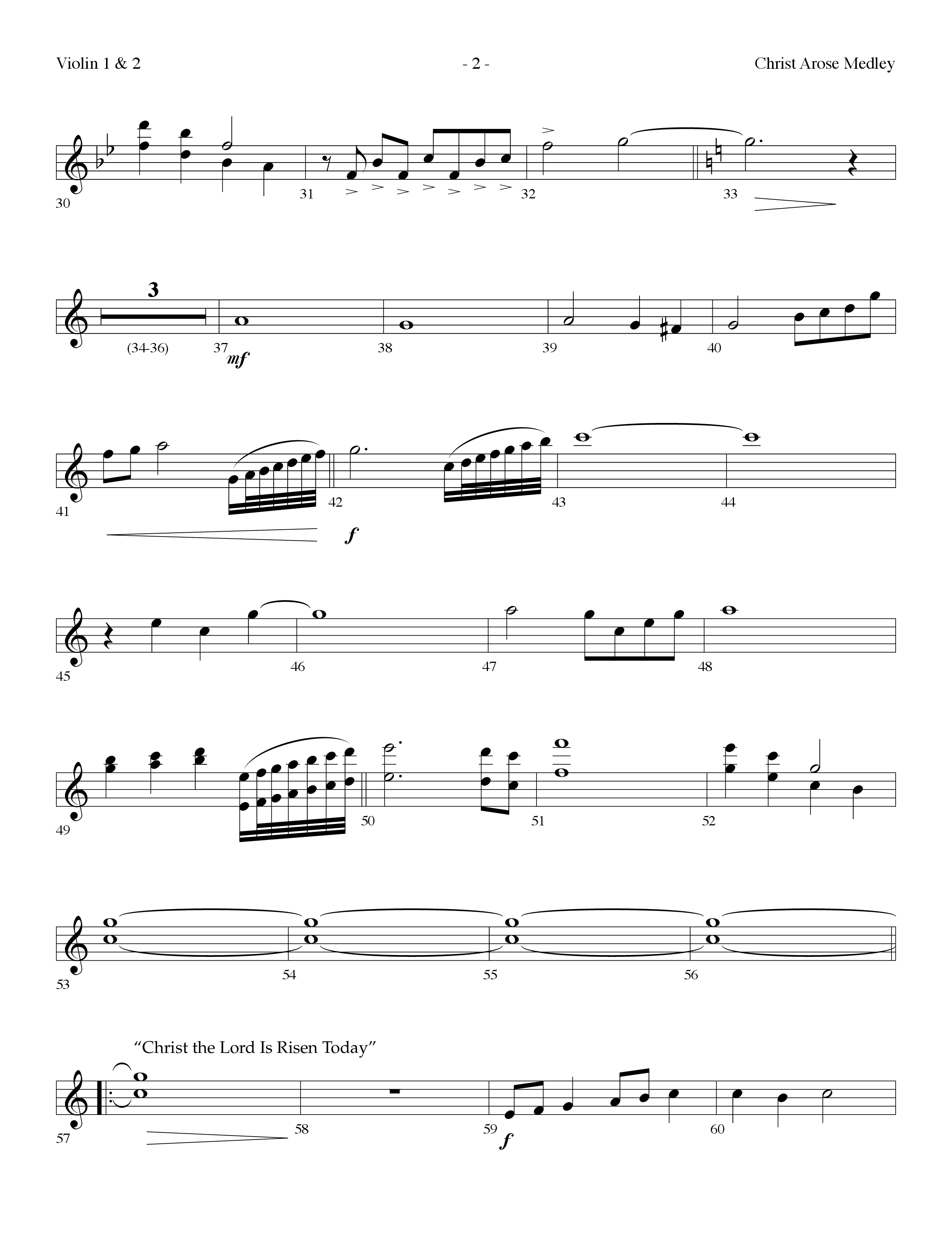 Christ Arose Medley (with Christ The Lord Is Risen Today, Victory In Jesus) (Choral Anthem SATB) Violin 1/2 (Lifeway Choral / Arr. Dennis Allen)