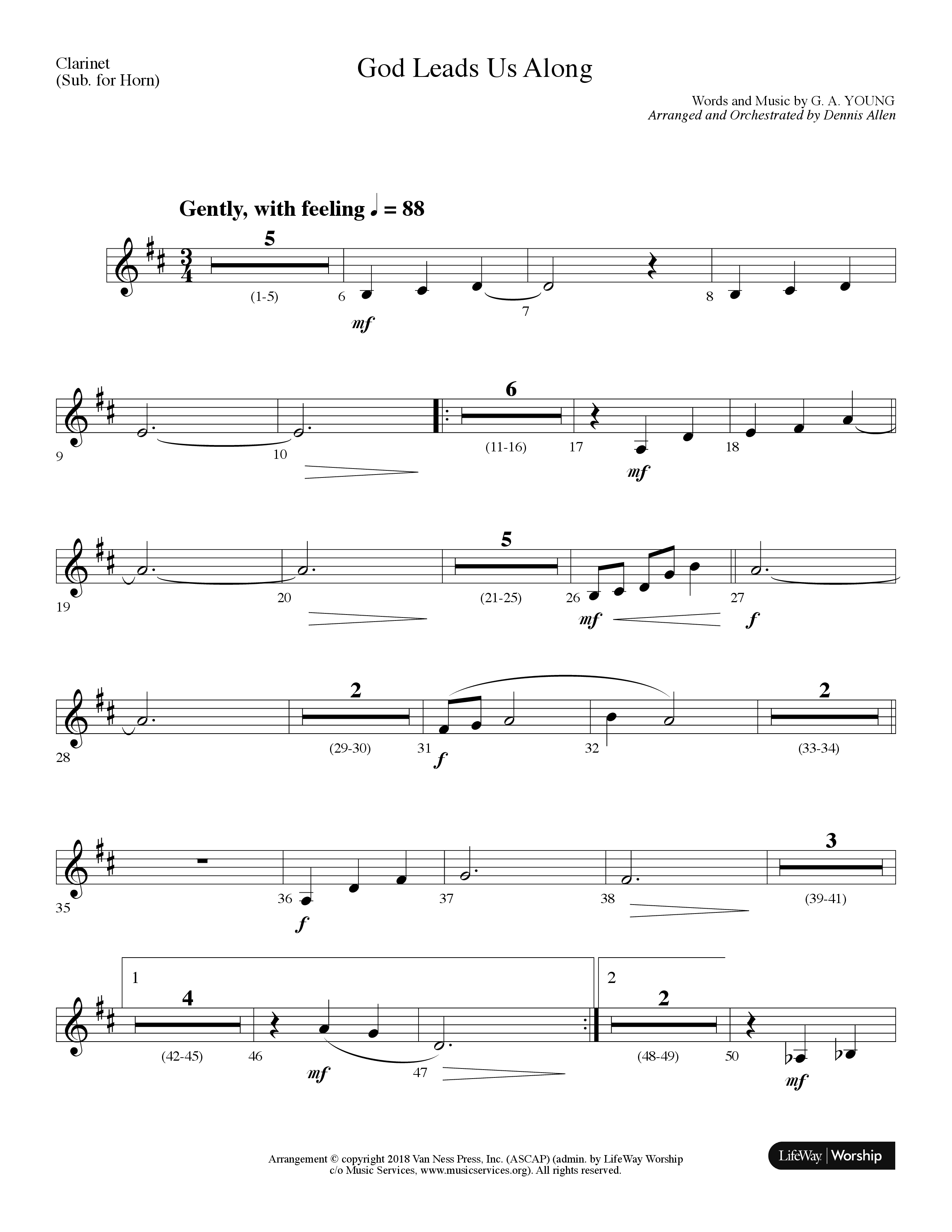 God Leads Us Along (Choral Anthem SATB) Clarinet (Lifeway Choral / Arr. Dennis Allen)