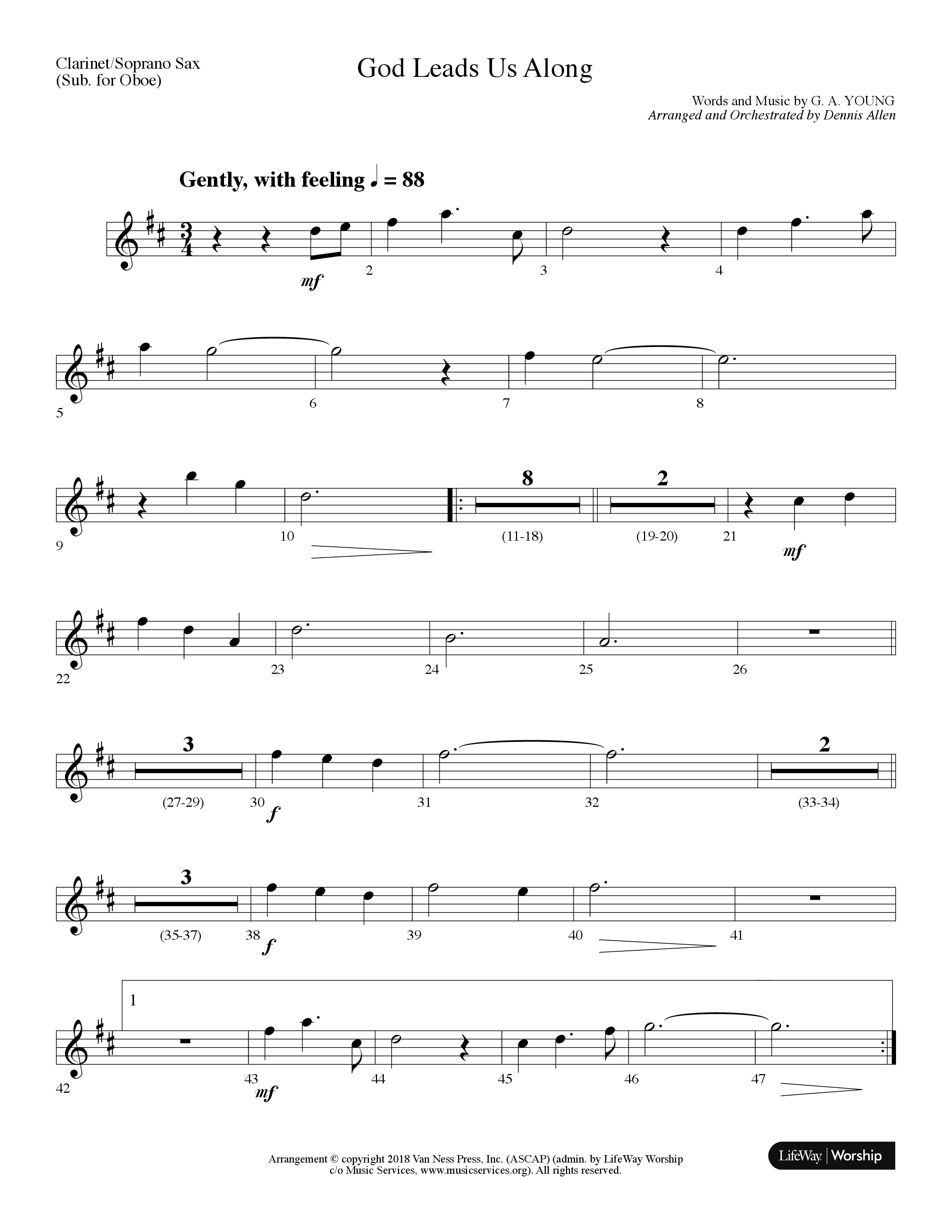 God Leads Us Along (Choral Anthem SATB) Clarinet/Soprano Sax (Lifeway Choral / Arr. Dennis Allen)
