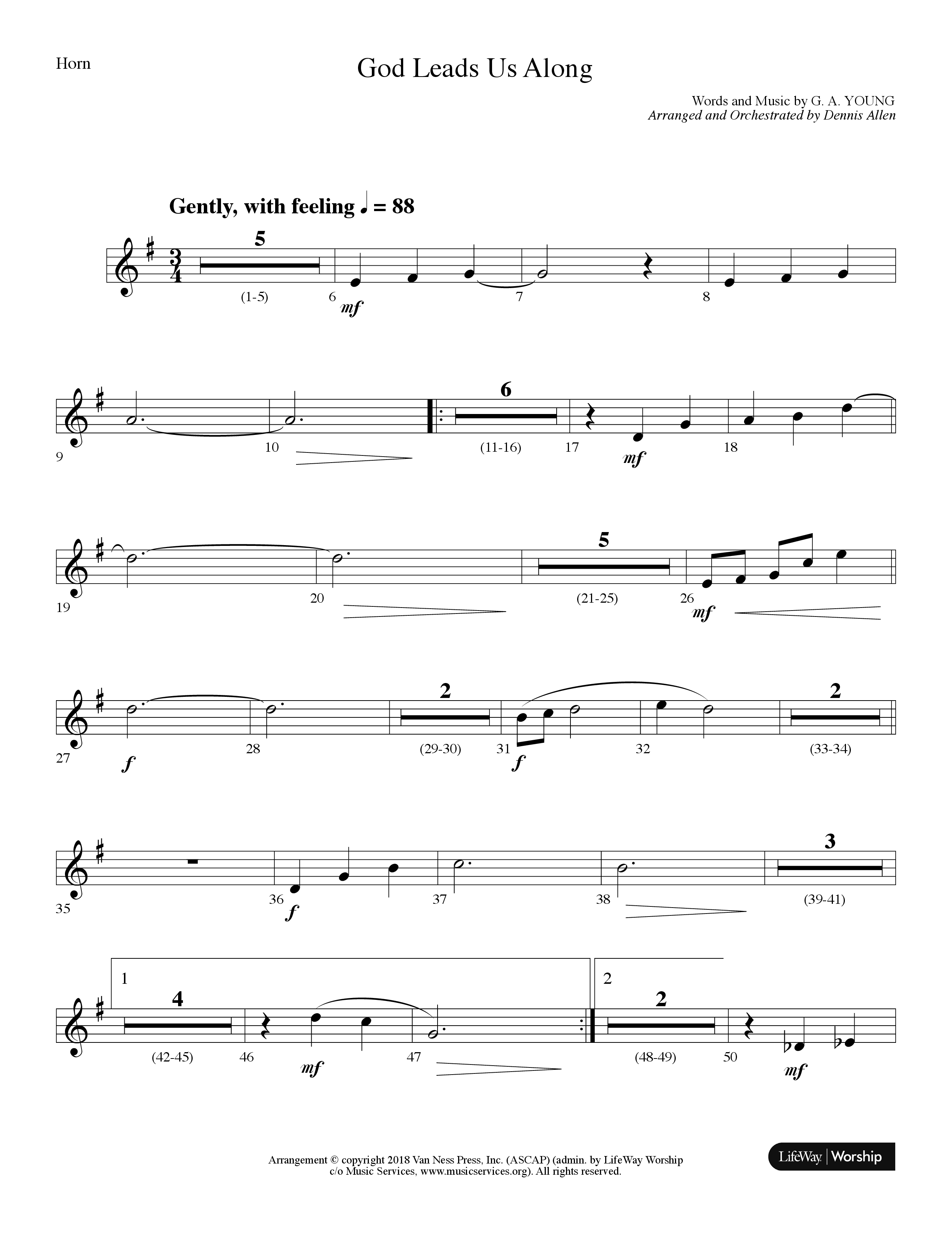 God Leads Us Along (Choral Anthem SATB) French Horn (Lifeway Choral / Arr. Dennis Allen)