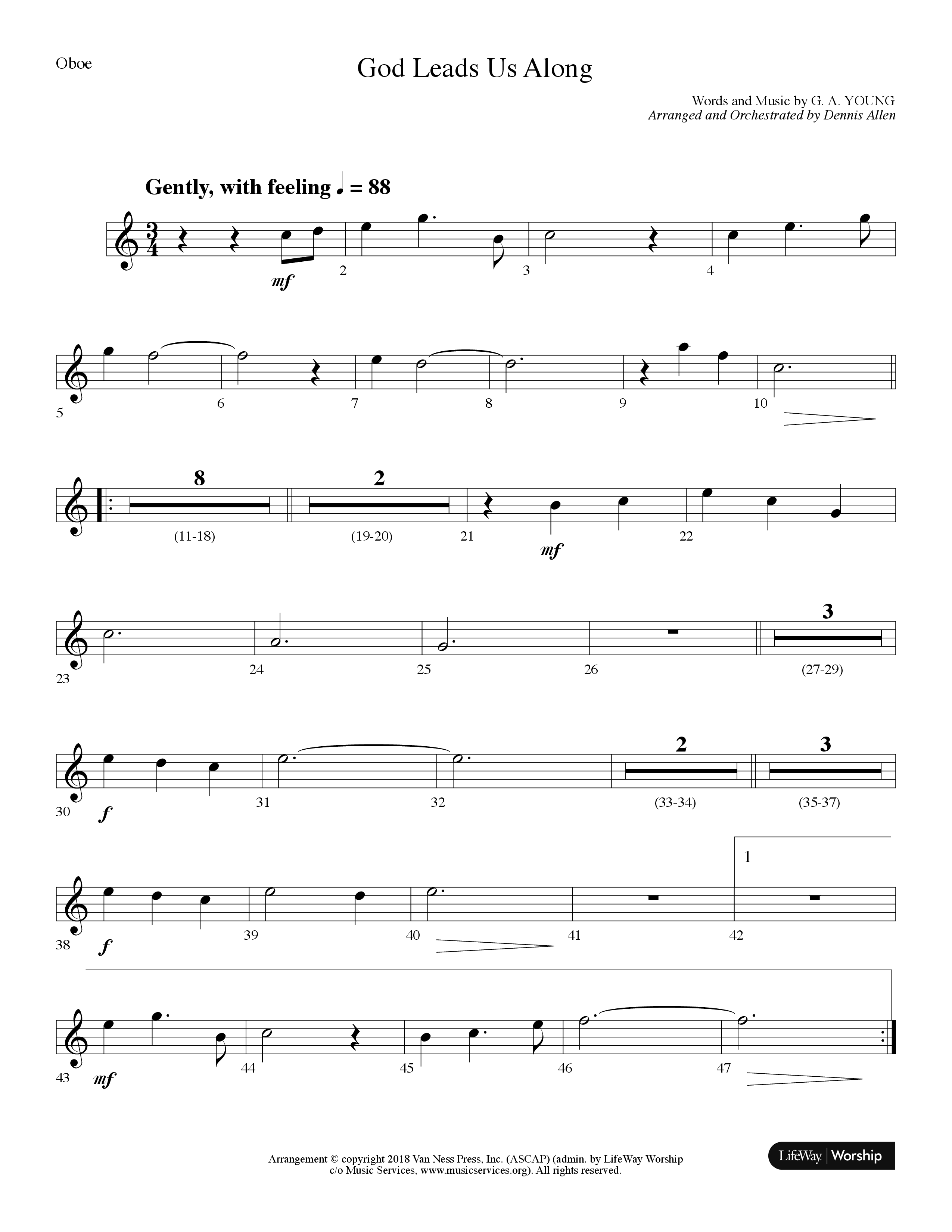 God Leads Us Along (Choral Anthem SATB) Oboe (Lifeway Choral / Arr. Dennis Allen)