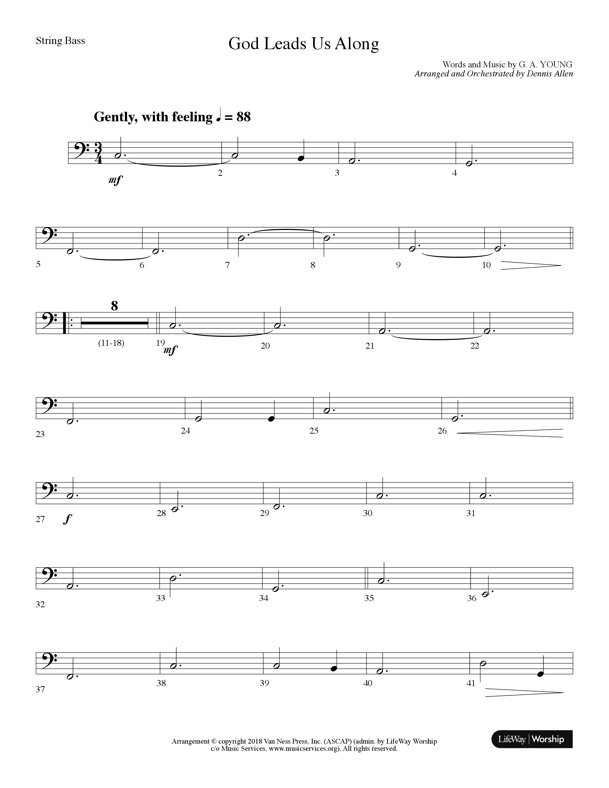 God Leads Us Along (Choral Anthem SATB) String Bass (Lifeway Choral / Arr. Dennis Allen)