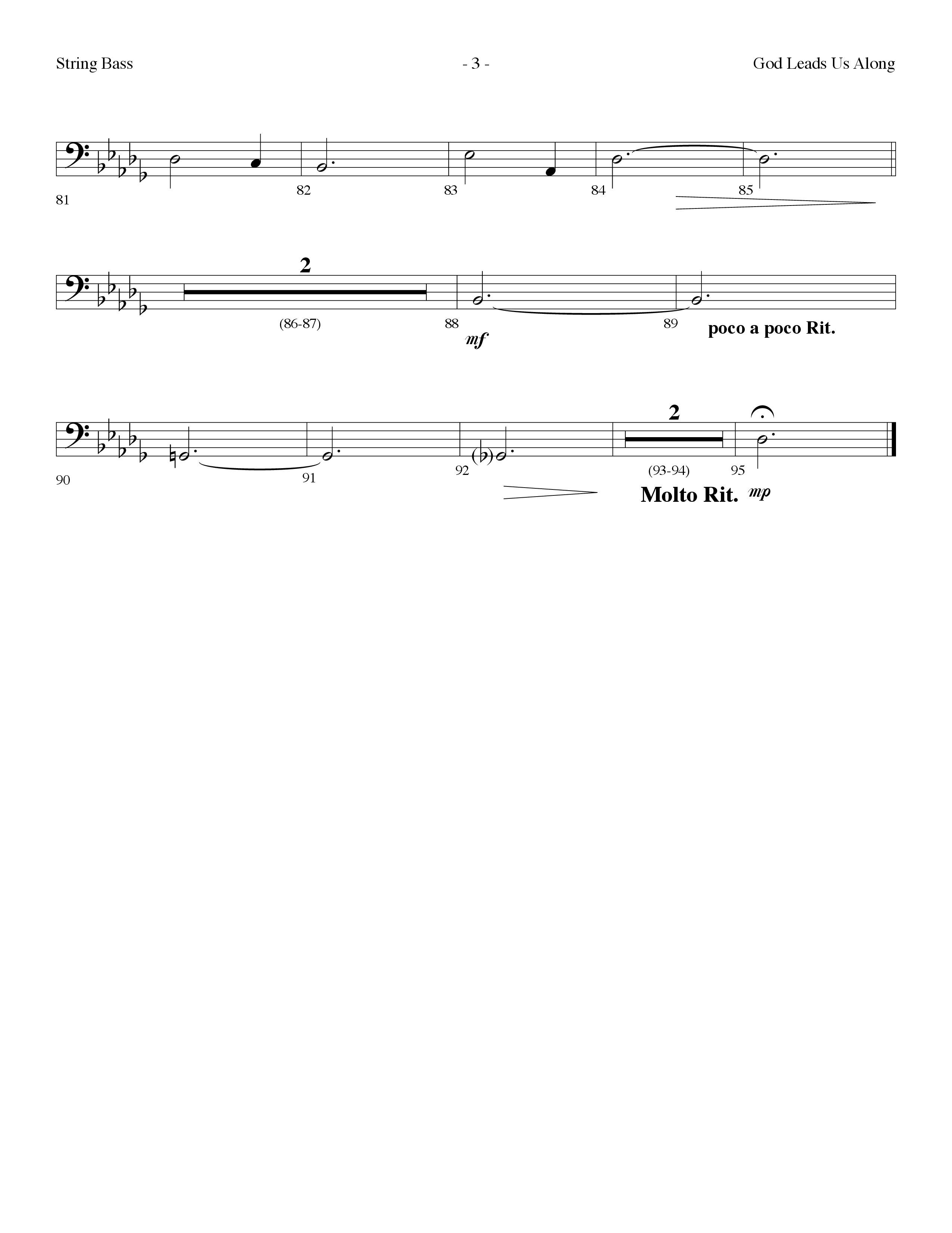 God Leads Us Along (Choral Anthem SATB) String Bass (Lifeway Choral / Arr. Dennis Allen)