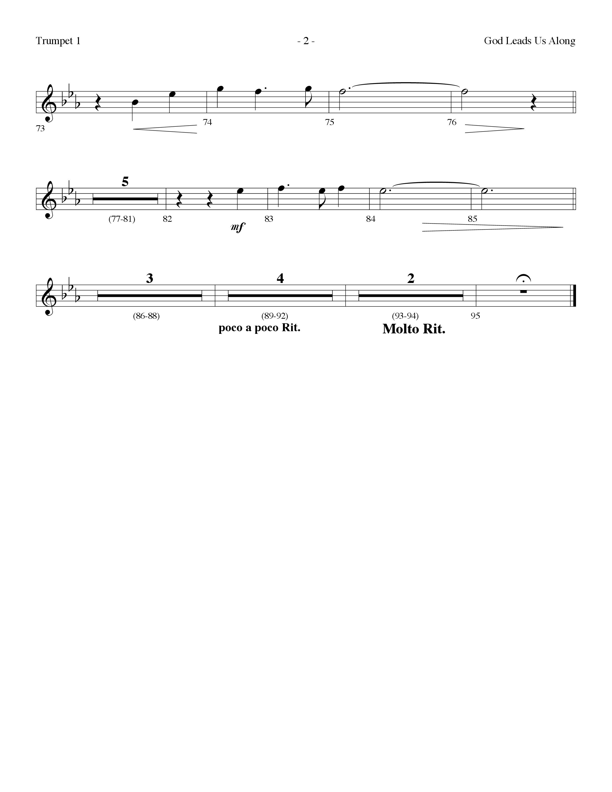 God Leads Us Along (Choral Anthem SATB) Trumpet 1 (Lifeway Choral / Arr. Dennis Allen)