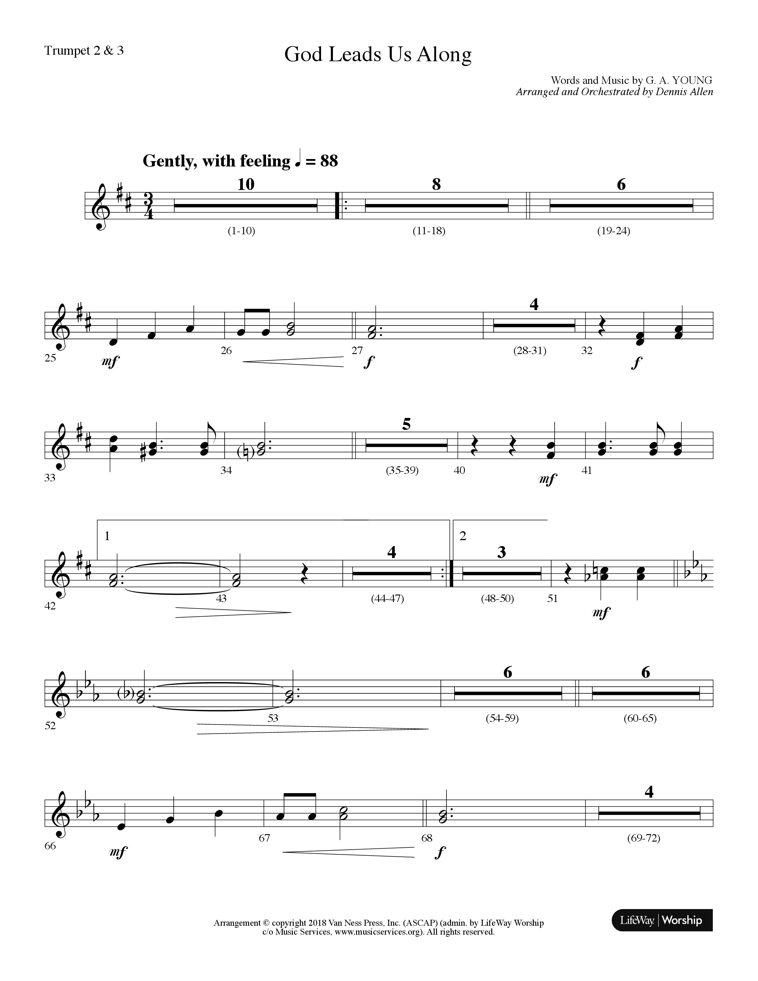 God Leads Us Along (Choral Anthem SATB) Trumpet 2/3 (Lifeway Choral / Arr. Dennis Allen)