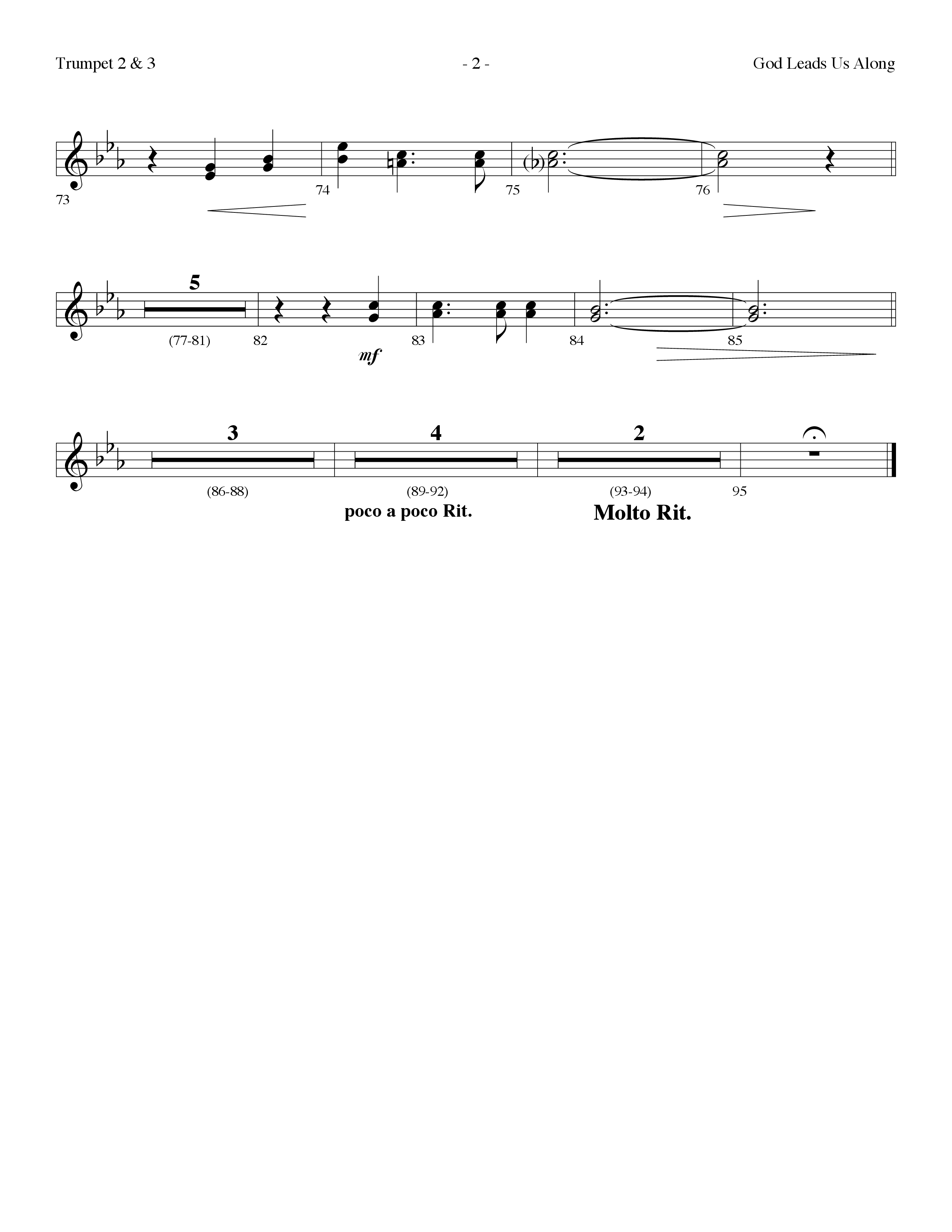 God Leads Us Along (Choral Anthem SATB) Trumpet 2/3 (Lifeway Choral / Arr. Dennis Allen)