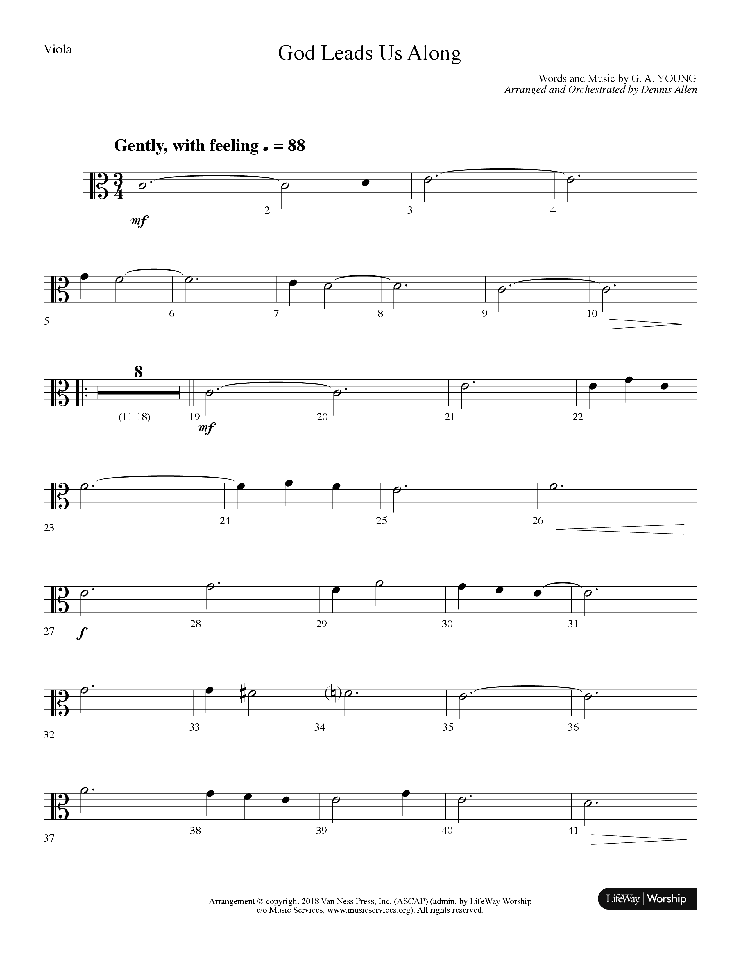 God Leads Us Along (Choral Anthem SATB) Viola (Lifeway Choral / Arr. Dennis Allen)