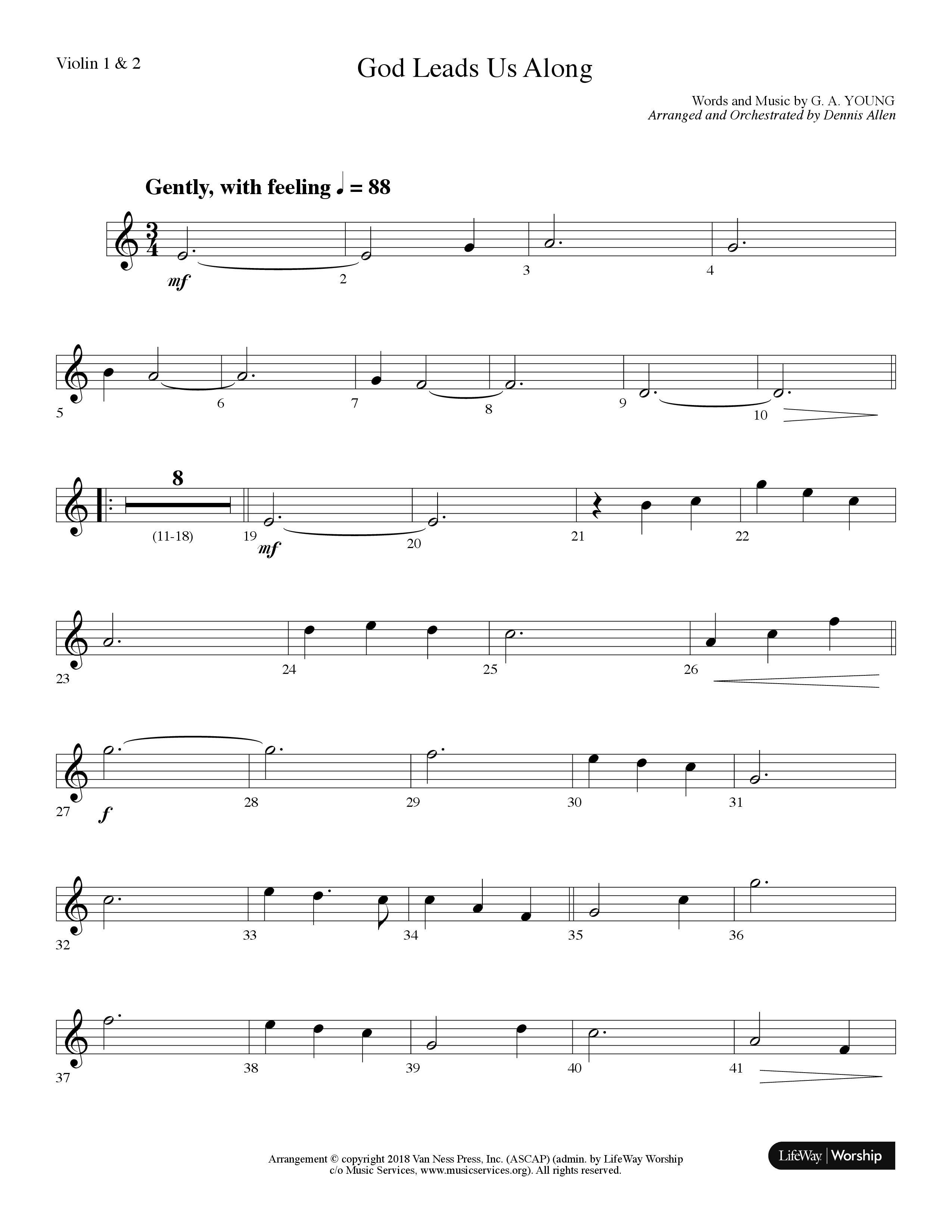 God Leads Us Along (Choral Anthem SATB) Violin 1/2 (Lifeway Choral / Arr. Dennis Allen)