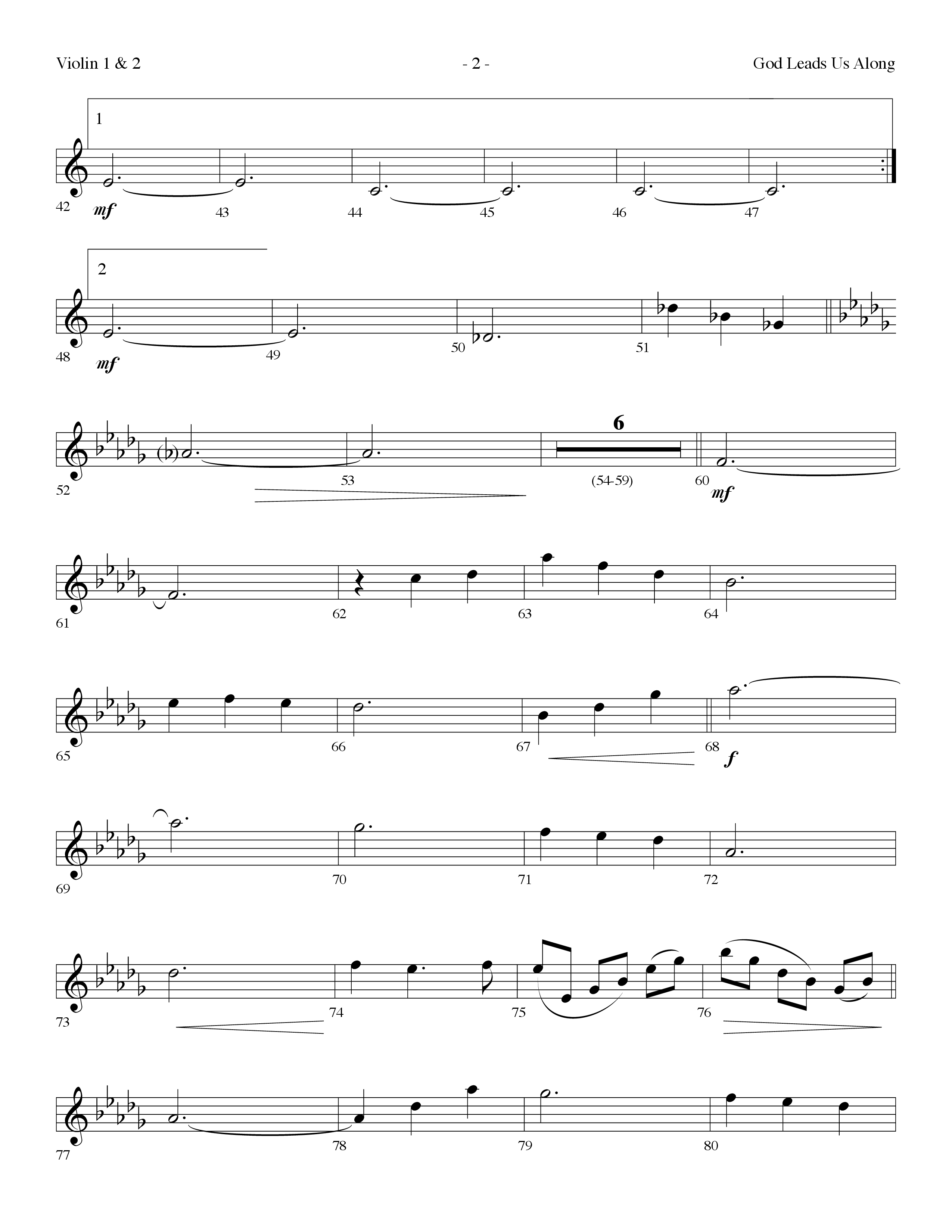 God Leads Us Along (Choral Anthem SATB) Violin 1/2 (Lifeway Choral / Arr. Dennis Allen)