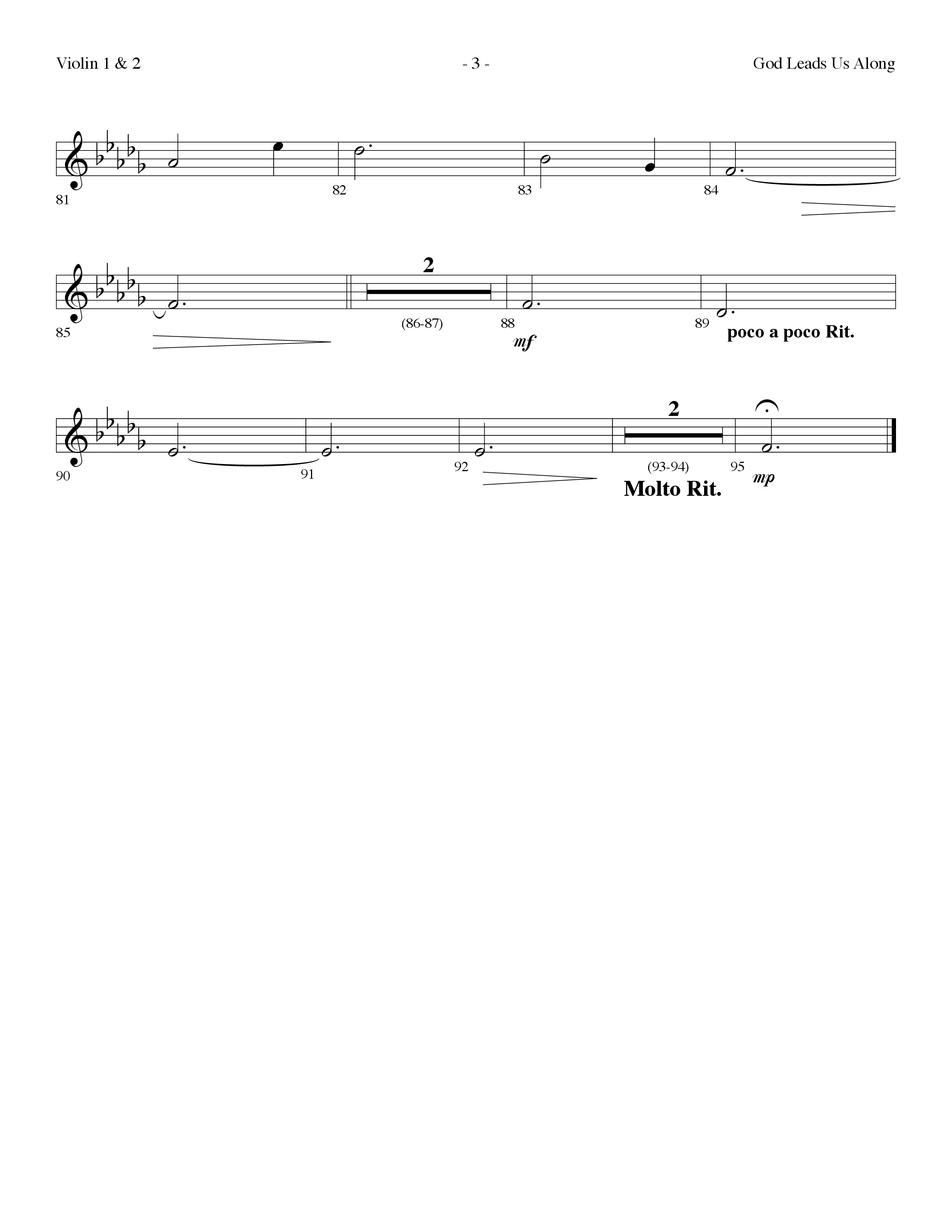 God Leads Us Along (Choral Anthem SATB) Violin 1/2 (Lifeway Choral / Arr. Dennis Allen)