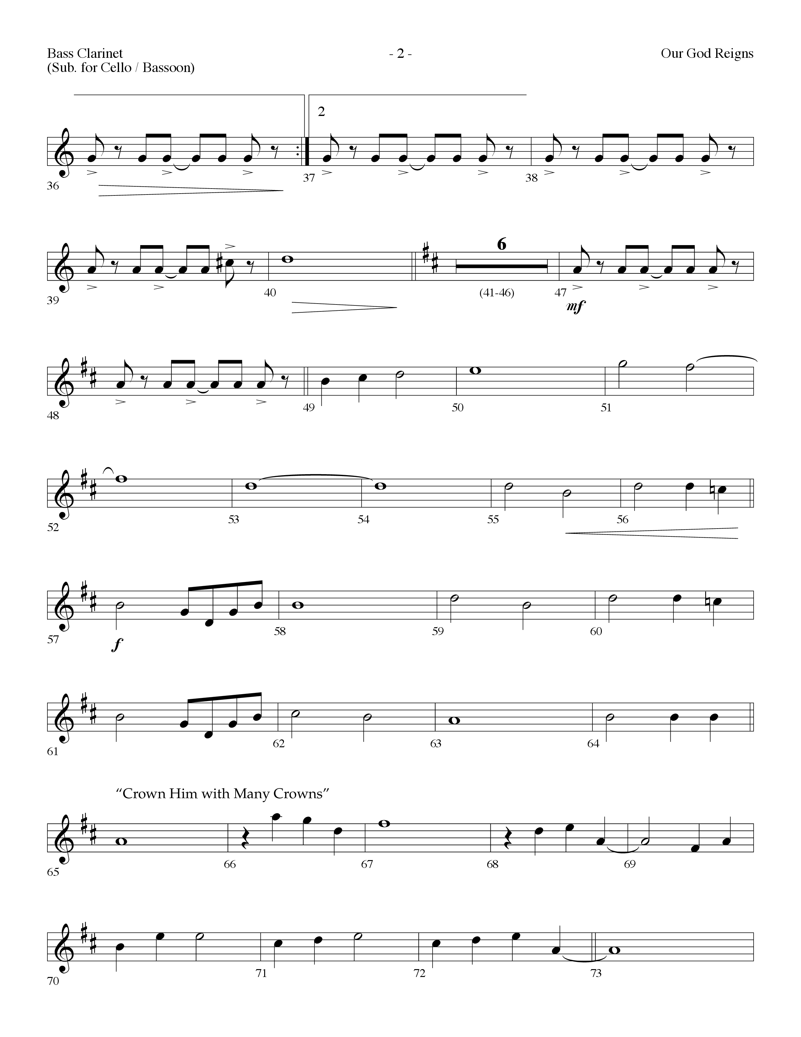 Our God Reigns (with Crown Him With Many Crowns) (Choral Anthem SATB) Bass Clarinet (Lifeway Choral / Arr. Dennis Allen)