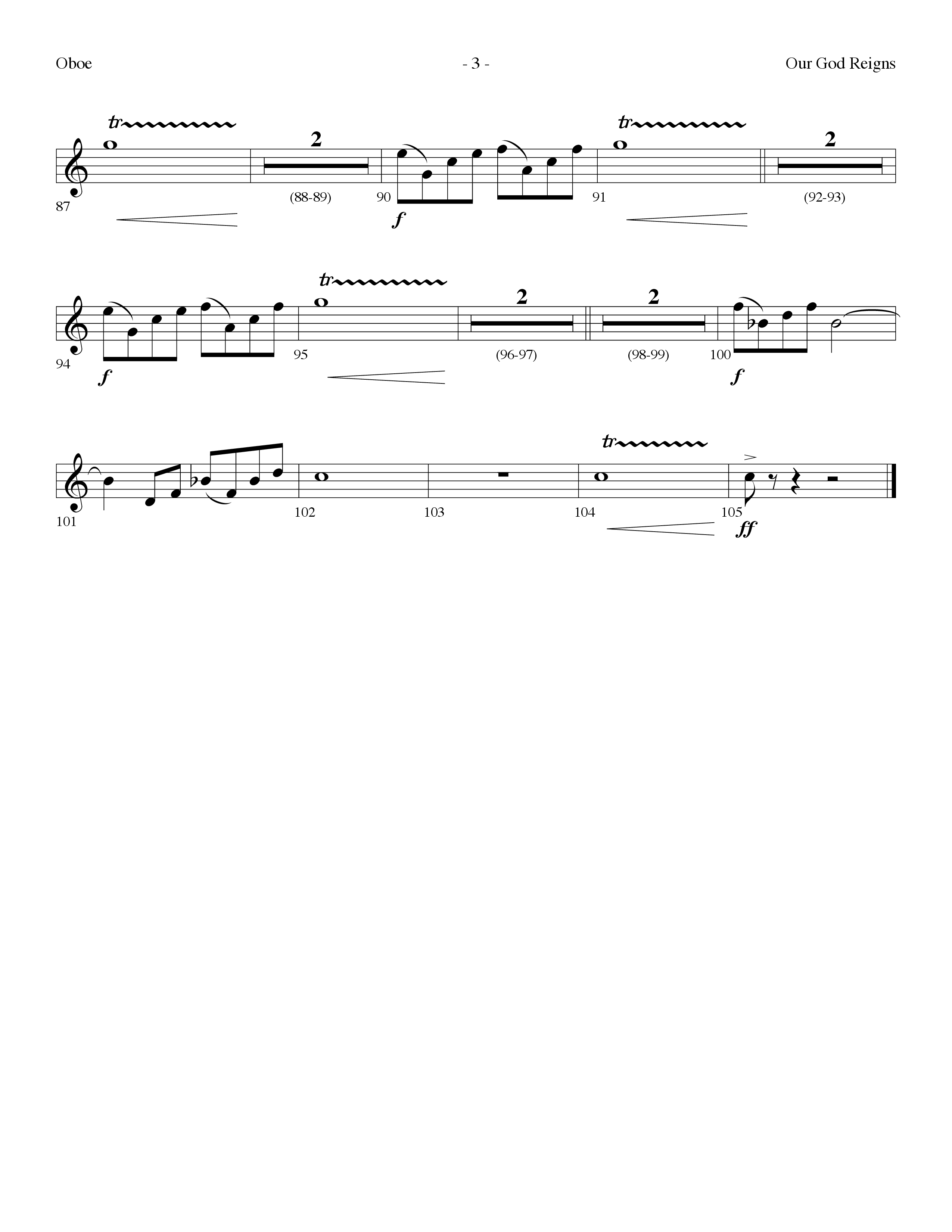 Our God Reigns (with Crown Him With Many Crowns) (Choral Anthem SATB) Oboe (Lifeway Choral / Arr. Dennis Allen)