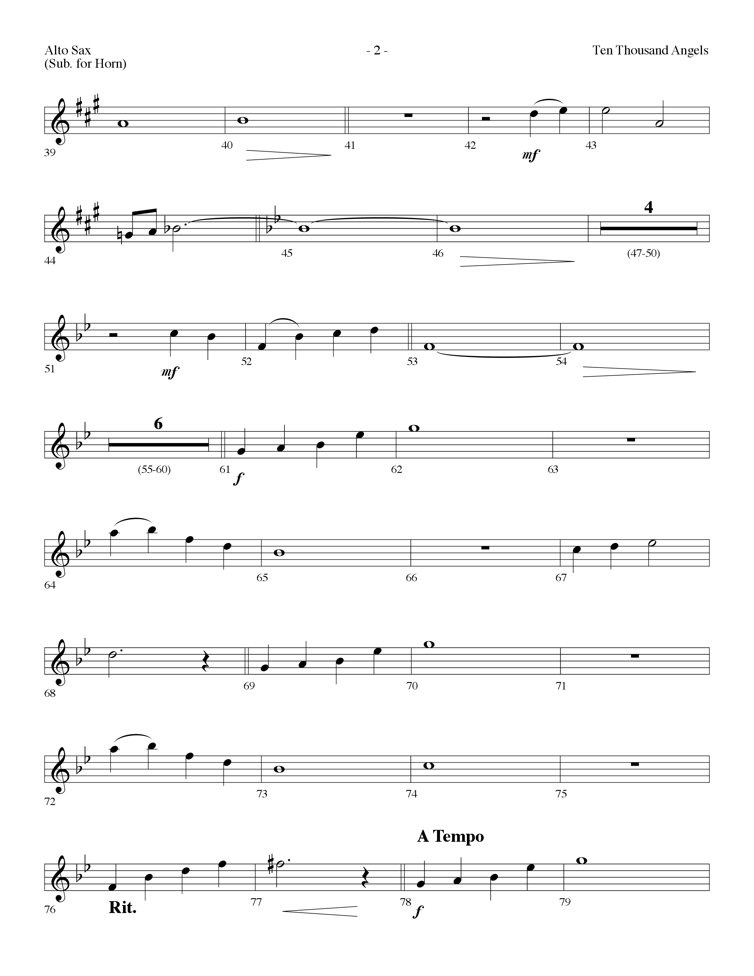 Ten Thousand Angels (Choral Anthem SATB) Alto Sax (Lifeway Choral / Arr. Dennis Allen)