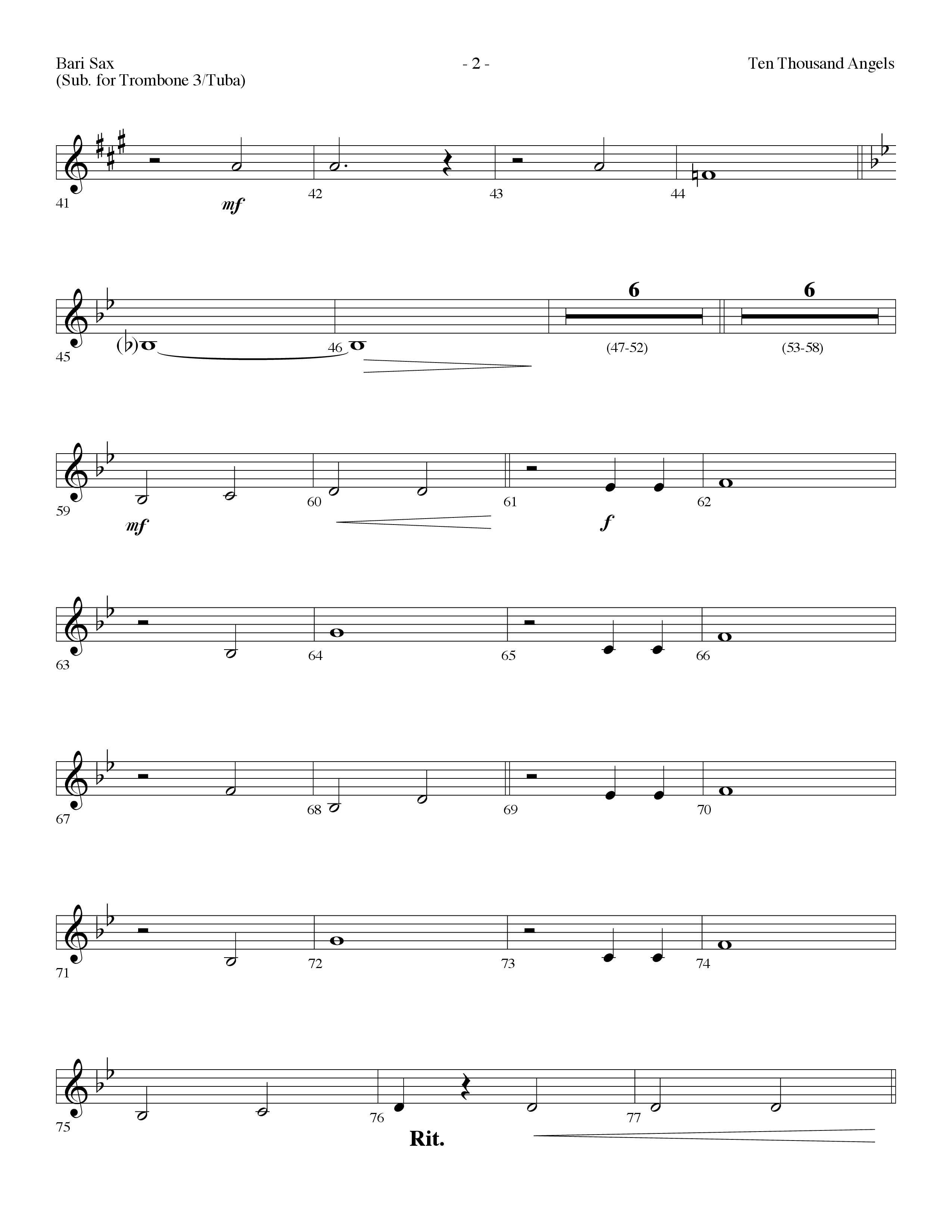 Ten Thousand Angels (Choral Anthem SATB) Bari Sax (Lifeway Choral / Arr. Dennis Allen)