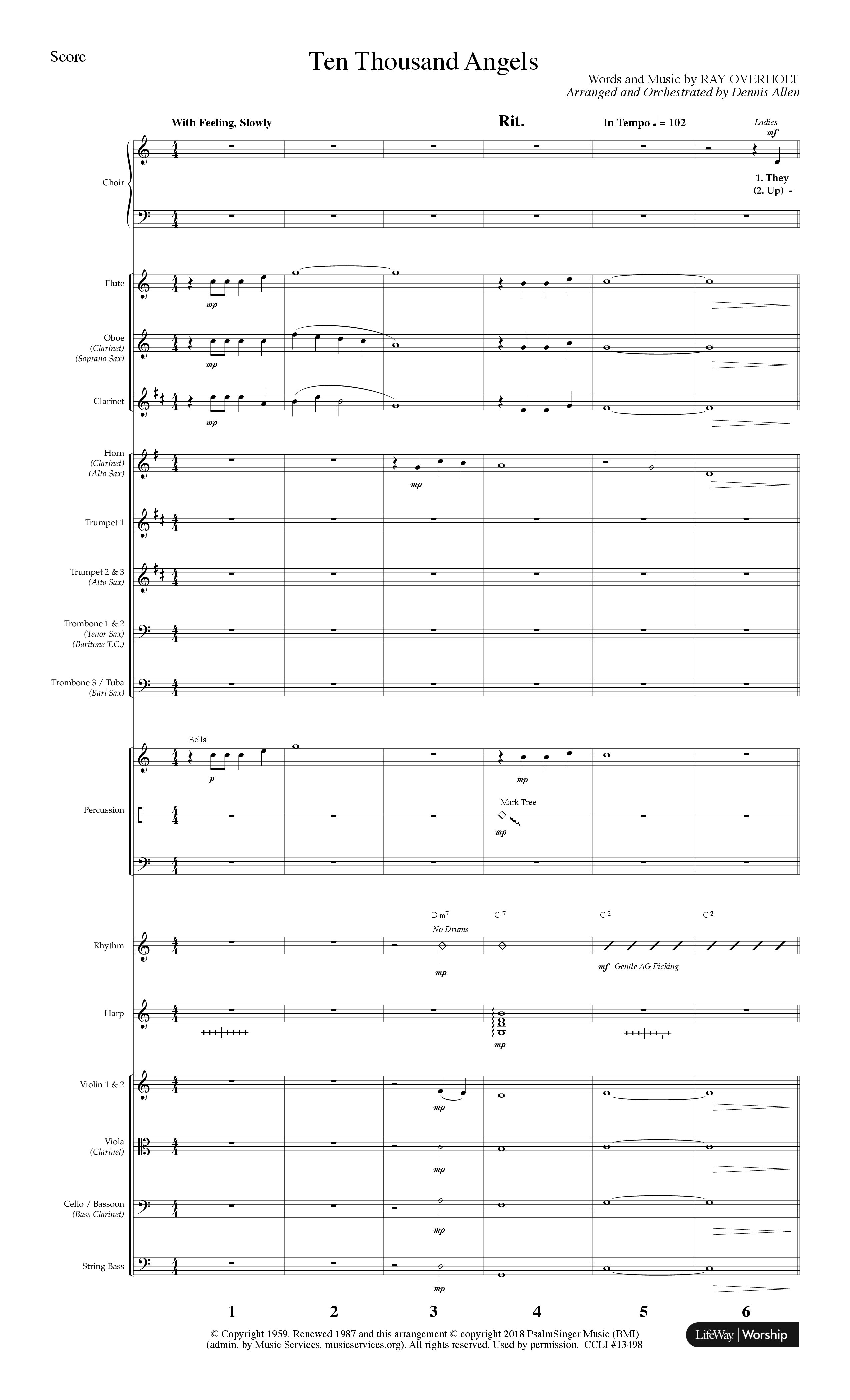 Ten Thousand Angels (Choral Anthem SATB) Orchestration (Lifeway Choral / Arr. Dennis Allen)