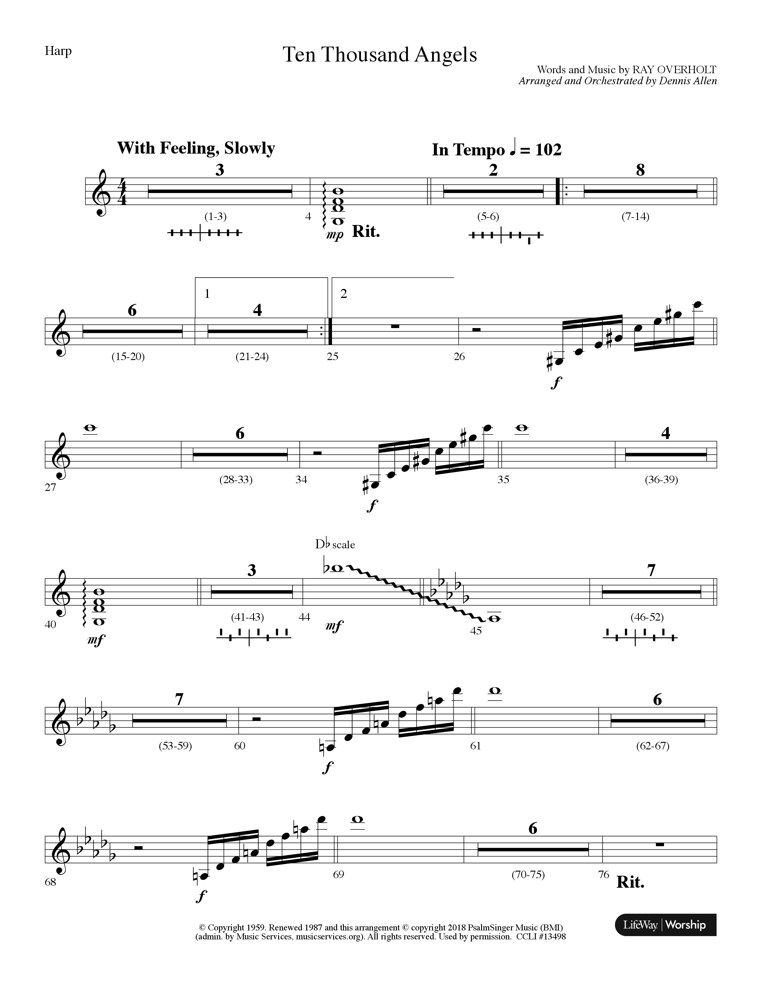 Ten Thousand Angels (Choral Anthem SATB) Harp (Lifeway Choral / Arr. Dennis Allen)