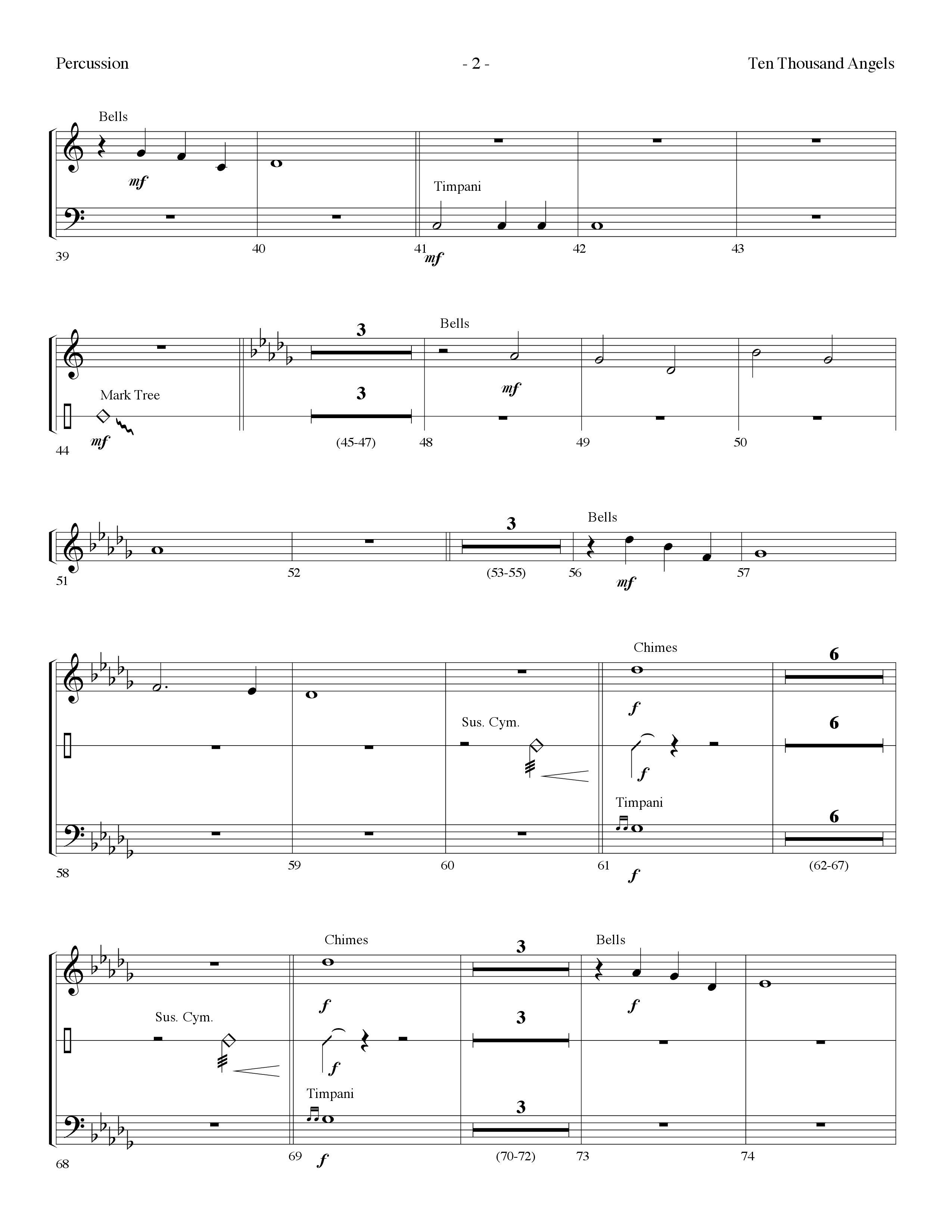 Ten Thousand Angels (Choral Anthem SATB) Percussion (Lifeway Choral / Arr. Dennis Allen)