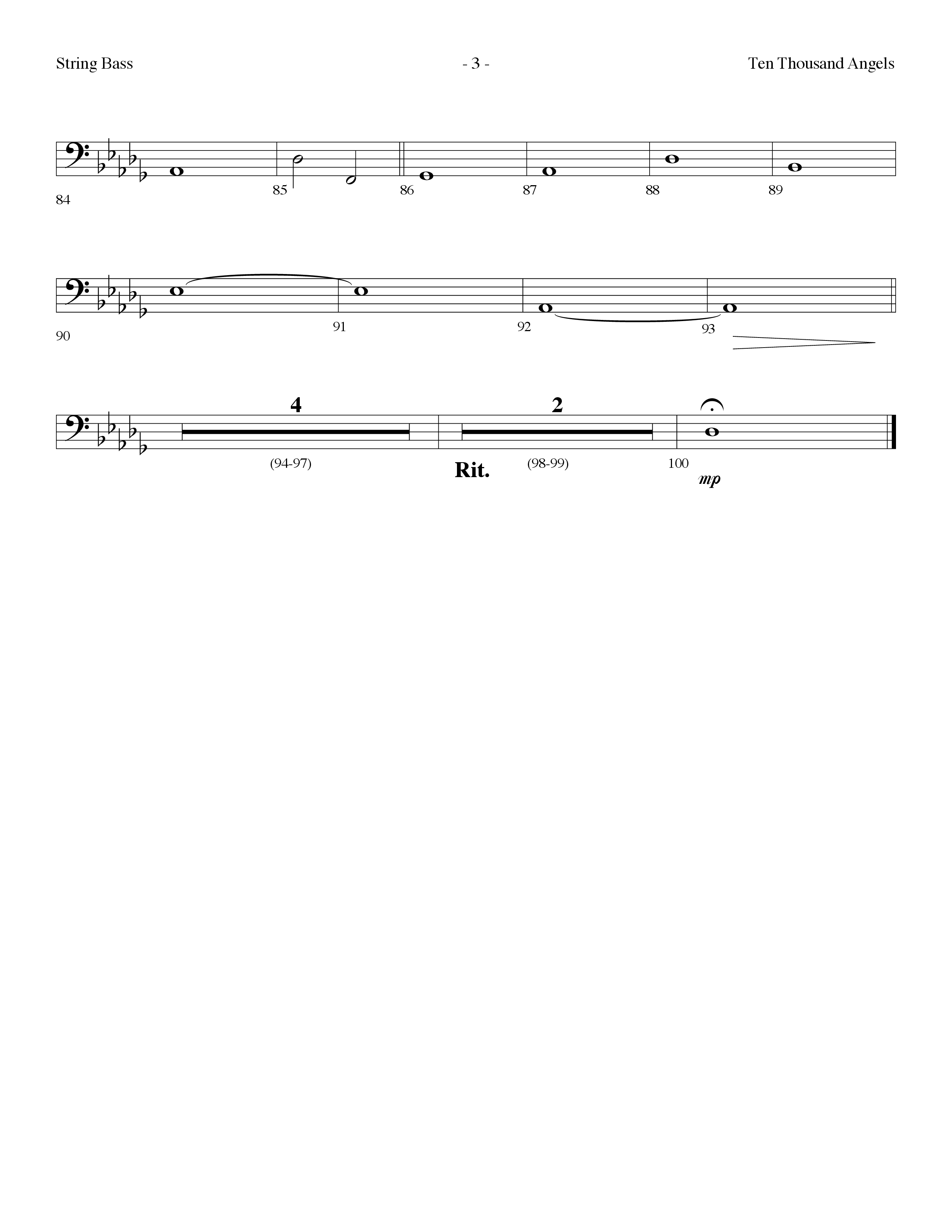 Ten Thousand Angels (Choral Anthem SATB) String Bass (Lifeway Choral / Arr. Dennis Allen)