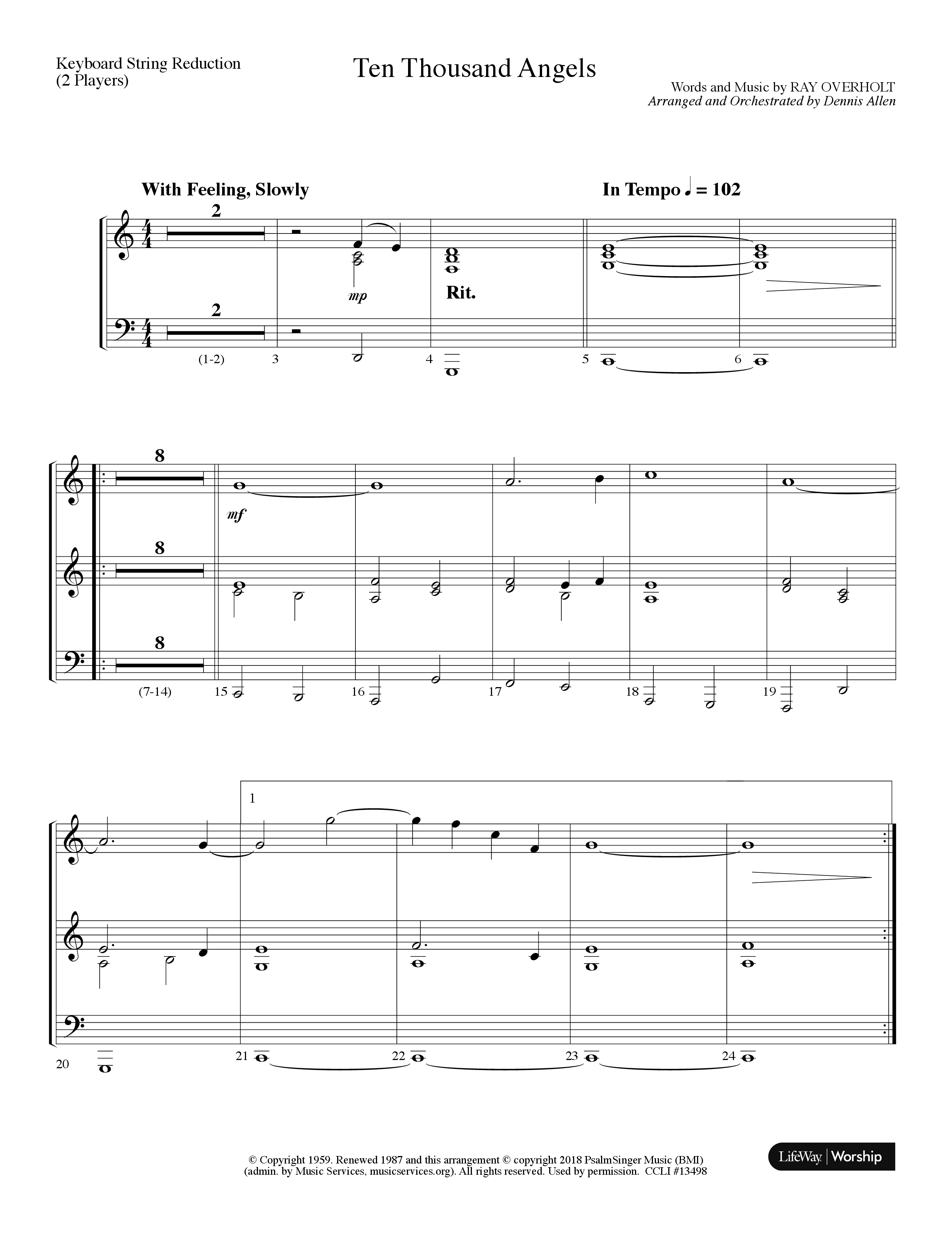 Ten Thousand Angels (Choral Anthem SATB) String Reduction (Lifeway Choral / Arr. Dennis Allen)