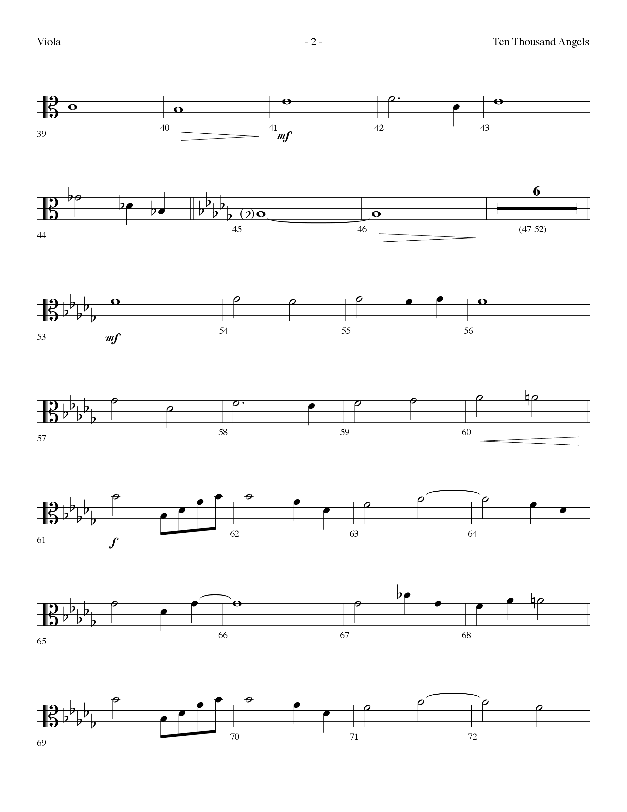 Ten Thousand Angels (Choral Anthem SATB) Viola (Lifeway Choral / Arr. Dennis Allen)