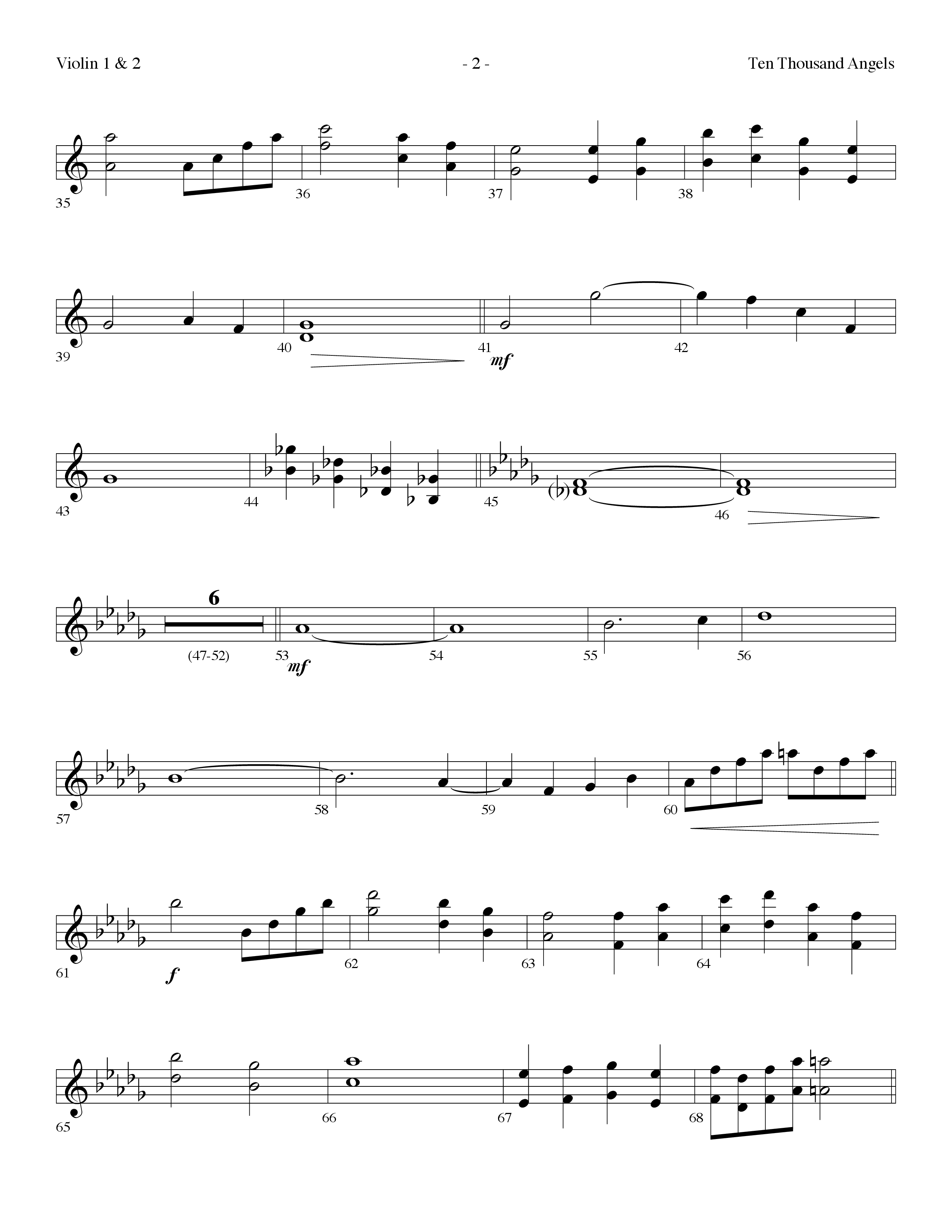 Ten Thousand Angels (Choral Anthem SATB) Violin 1/2 (Lifeway Choral / Arr. Dennis Allen)