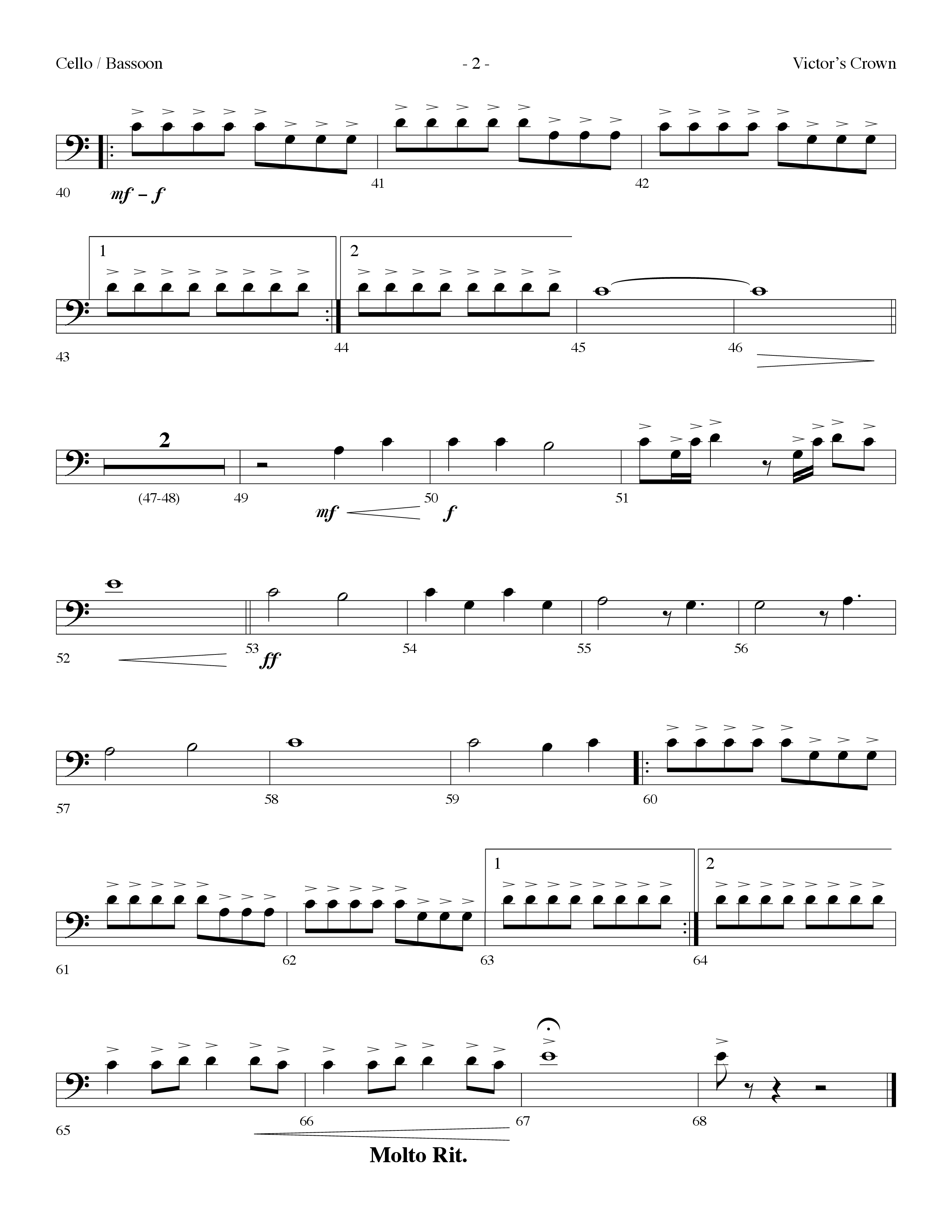 Victor's Crown (Choral Anthem SATB) Cello (Lifeway Choral / Arr. Dennis Allen)