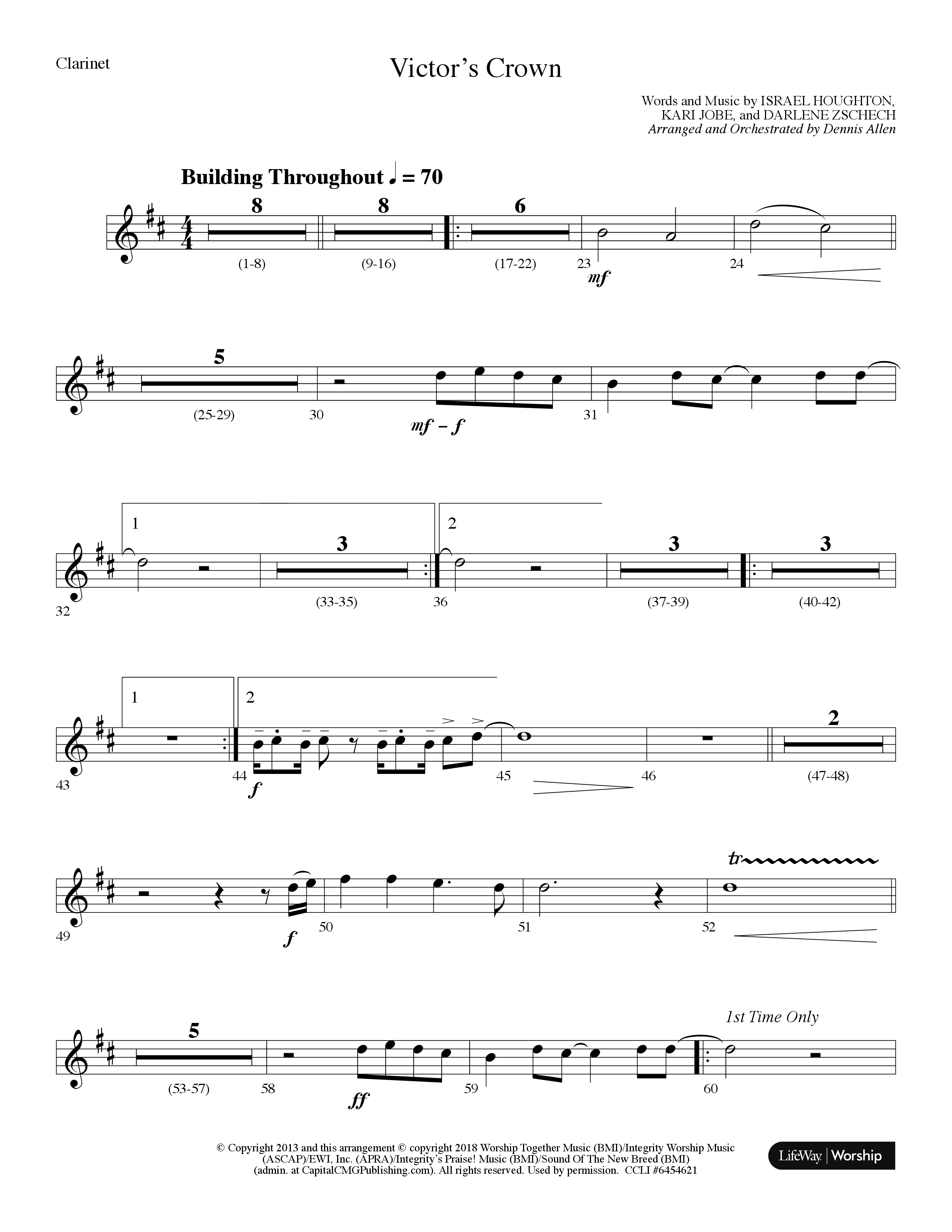 Victor's Crown (Choral Anthem SATB) Clarinet (Lifeway Choral / Arr. Dennis Allen)