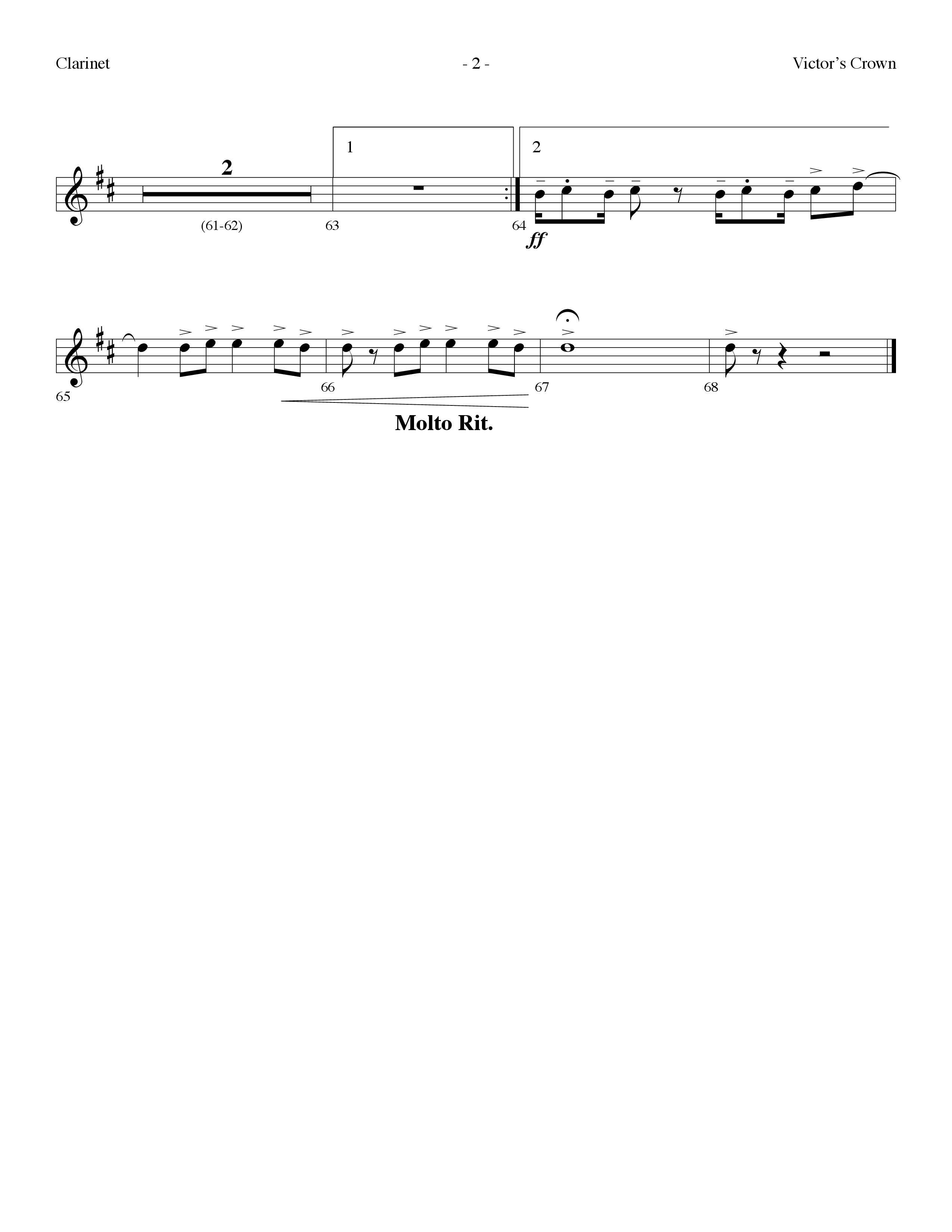 Victor's Crown (Choral Anthem SATB) Clarinet (Lifeway Choral / Arr. Dennis Allen)