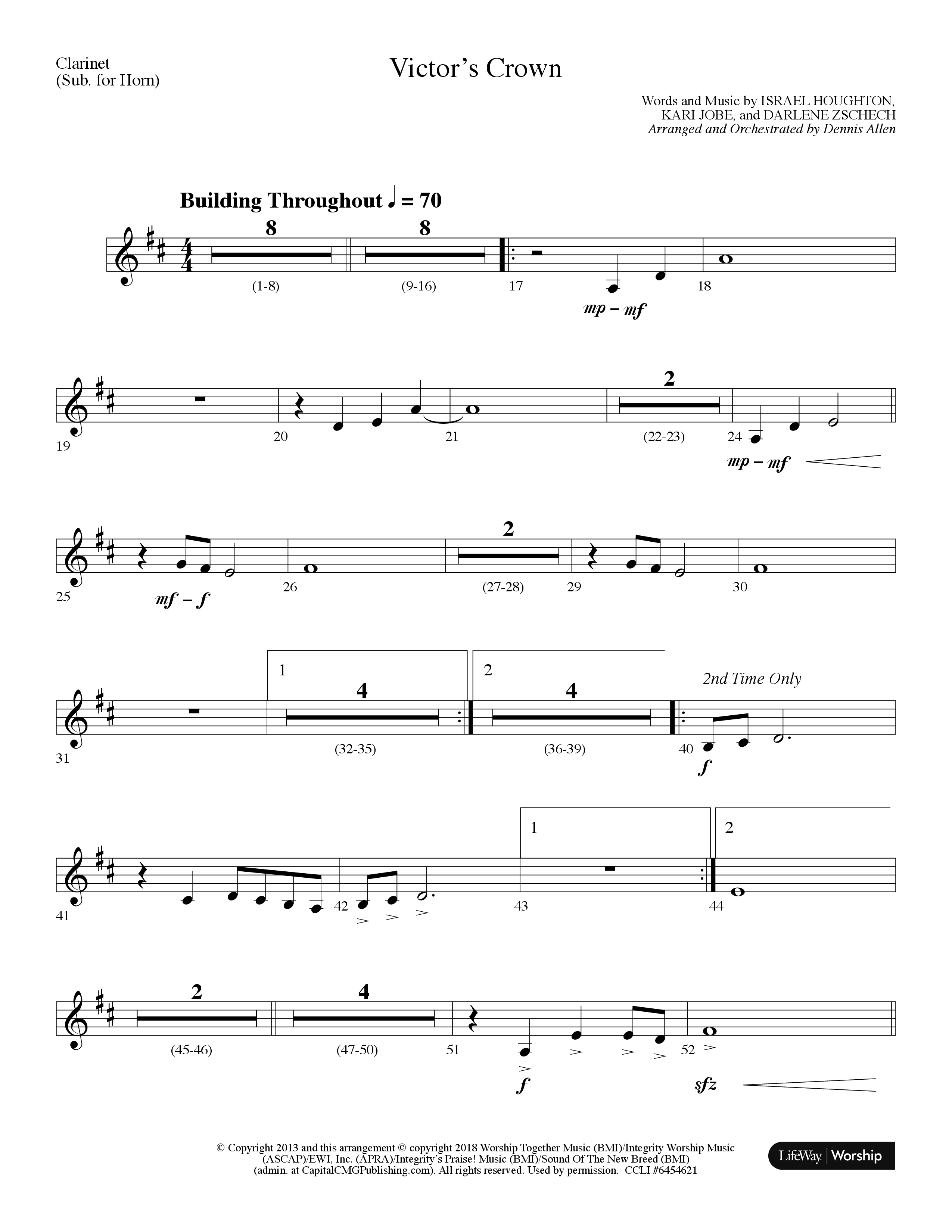 Victor's Crown (Choral Anthem SATB) Clarinet (Lifeway Choral / Arr. Dennis Allen)