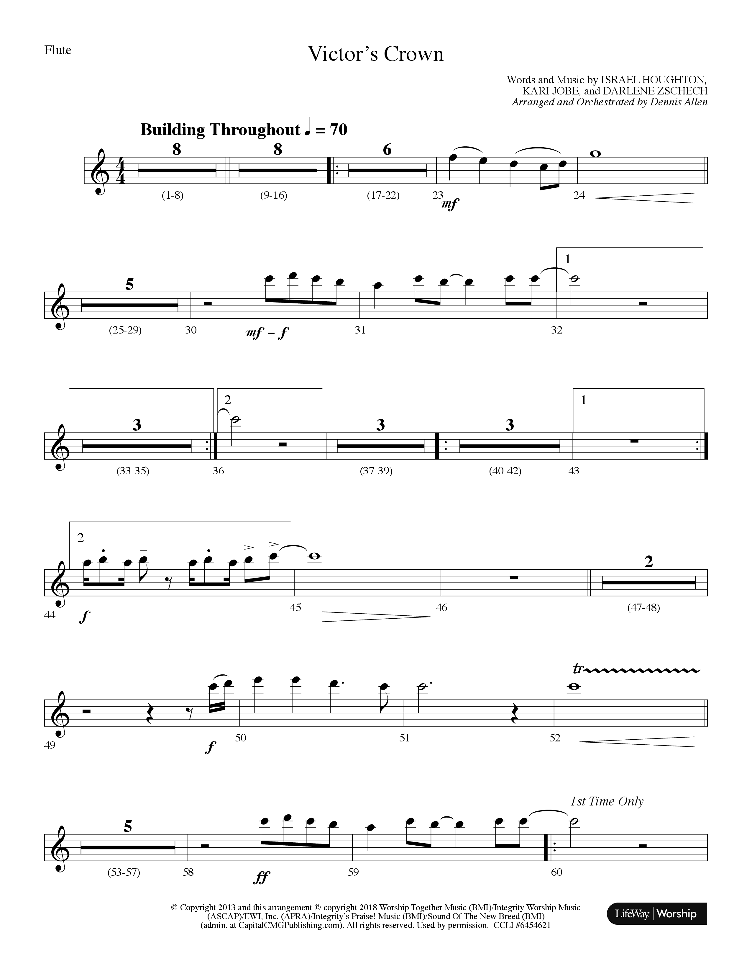 Victor's Crown (Choral Anthem SATB) Flute (Lifeway Choral / Arr. Dennis Allen)