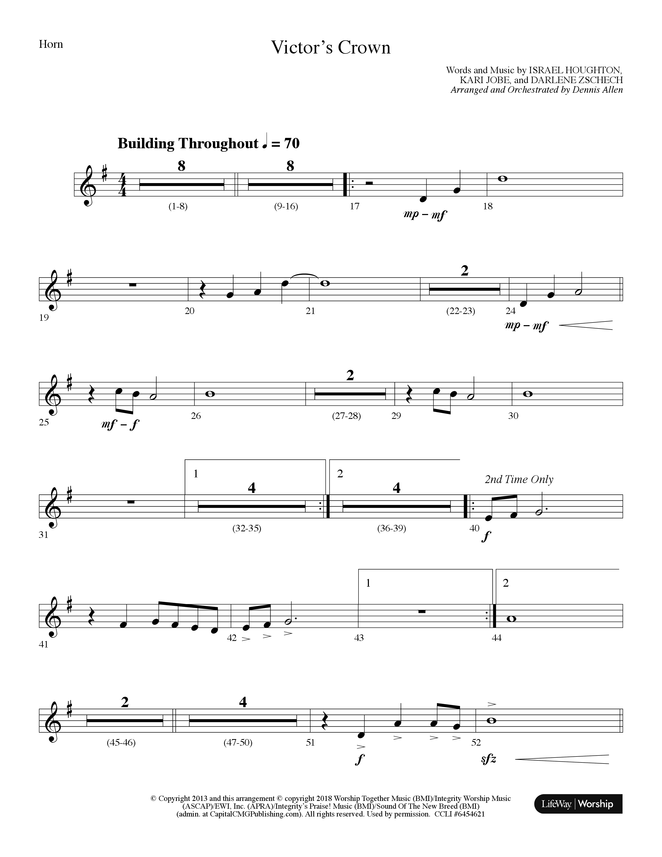 Victor's Crown (Choral Anthem SATB) French Horn (Lifeway Choral / Arr. Dennis Allen)