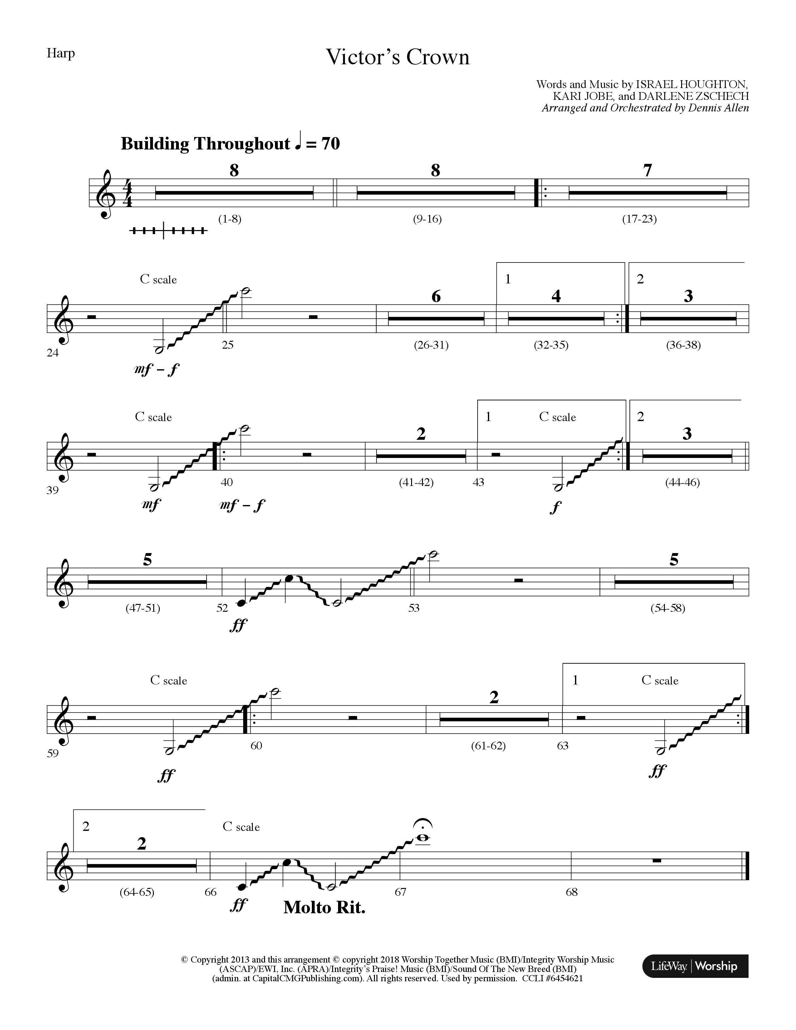 Victor's Crown (Choral Anthem SATB) Harp (Lifeway Choral / Arr. Dennis Allen)