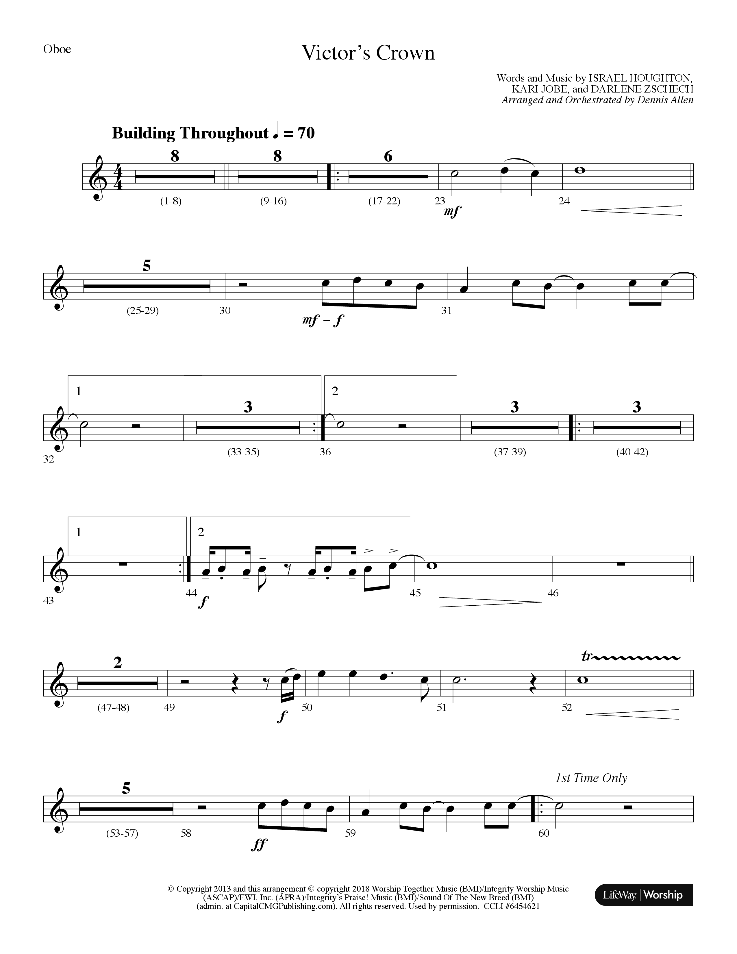 Victor's Crown (Choral Anthem SATB) Oboe (Lifeway Choral / Arr. Dennis Allen)