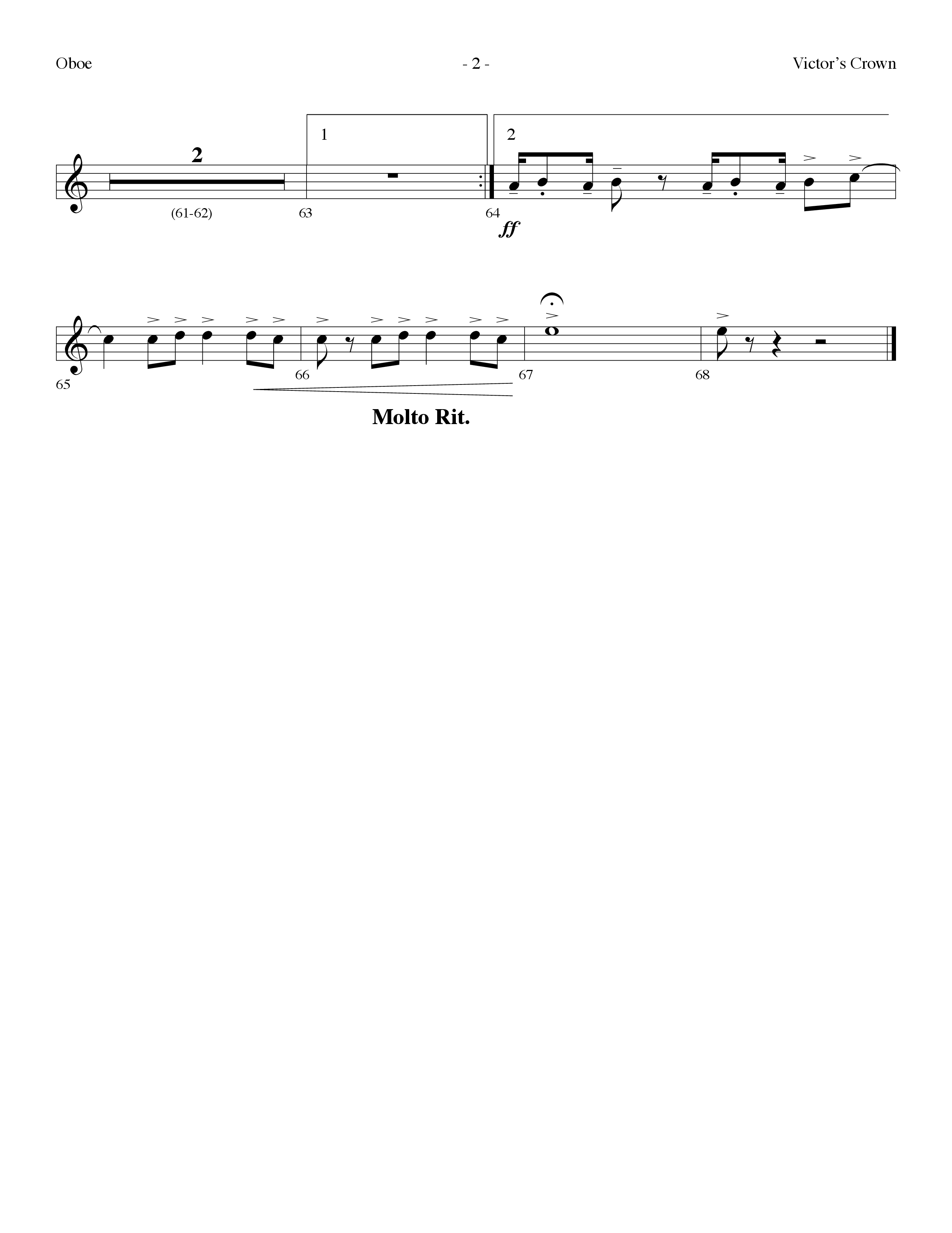 Victor's Crown (Choral Anthem SATB) Oboe (Lifeway Choral / Arr. Dennis Allen)