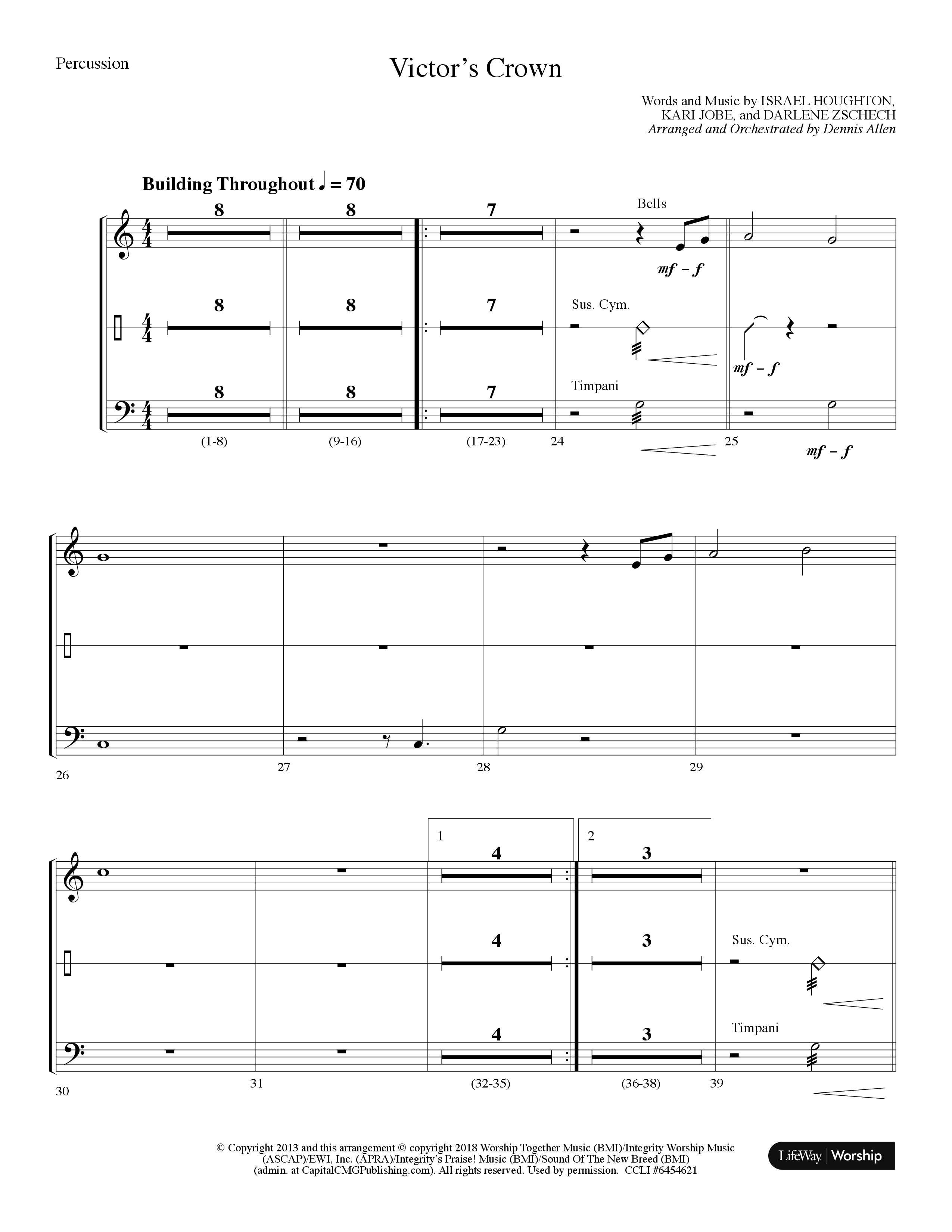 Victor's Crown (Choral Anthem SATB) Percussion (Lifeway Choral / Arr. Dennis Allen)