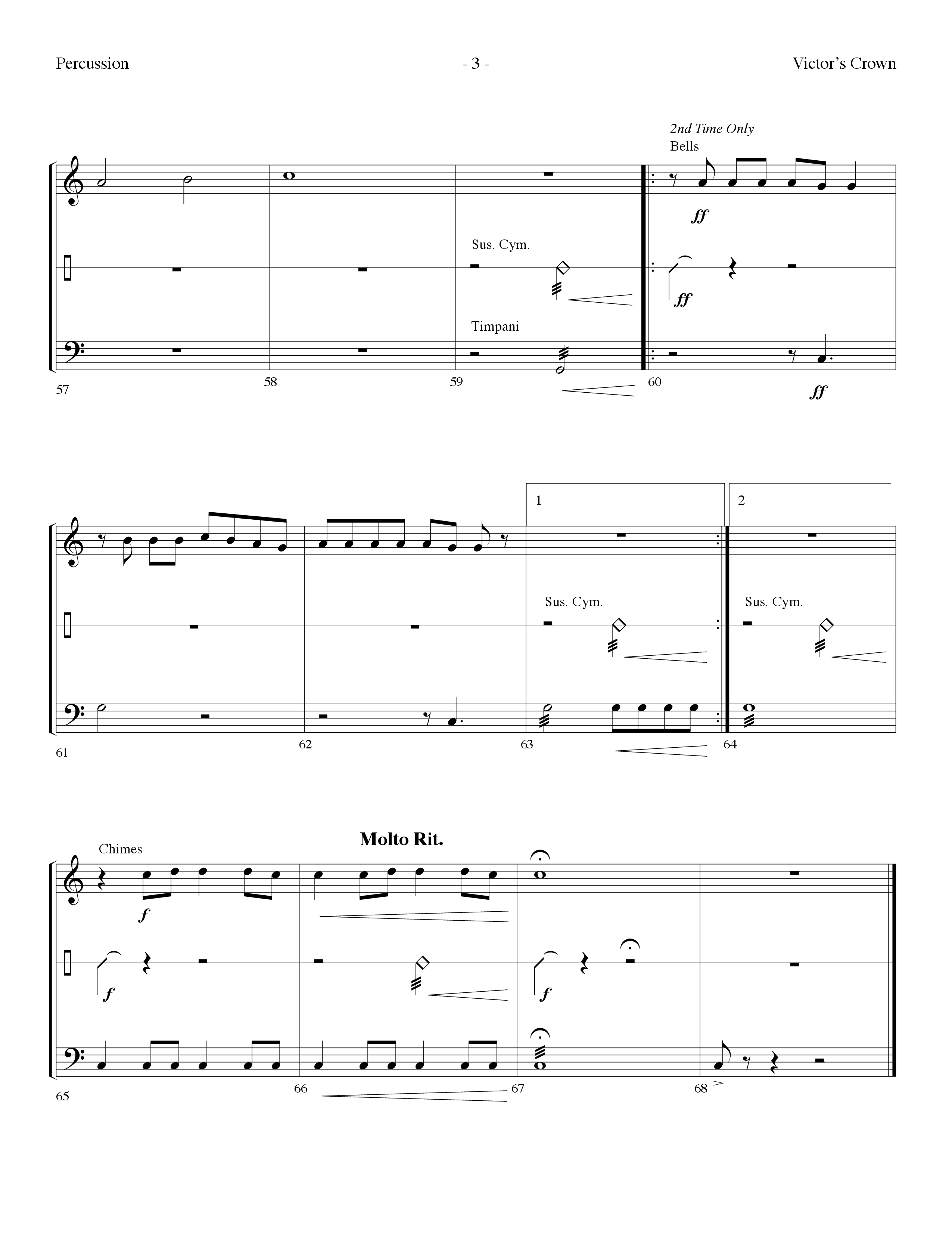 Victor's Crown (Choral Anthem SATB) Percussion (Lifeway Choral / Arr. Dennis Allen)