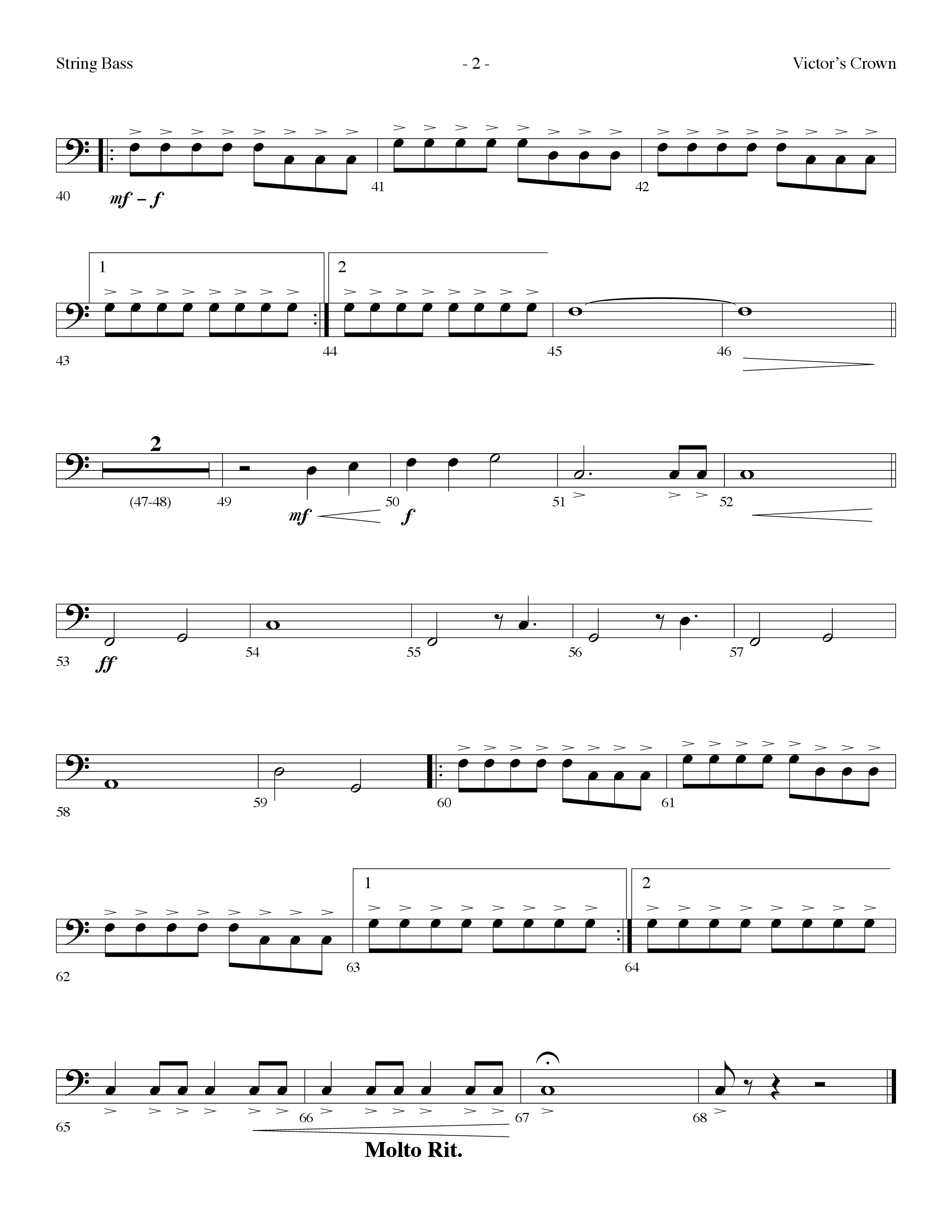 Victor's Crown (Choral Anthem SATB) String Bass (Lifeway Choral / Arr. Dennis Allen)