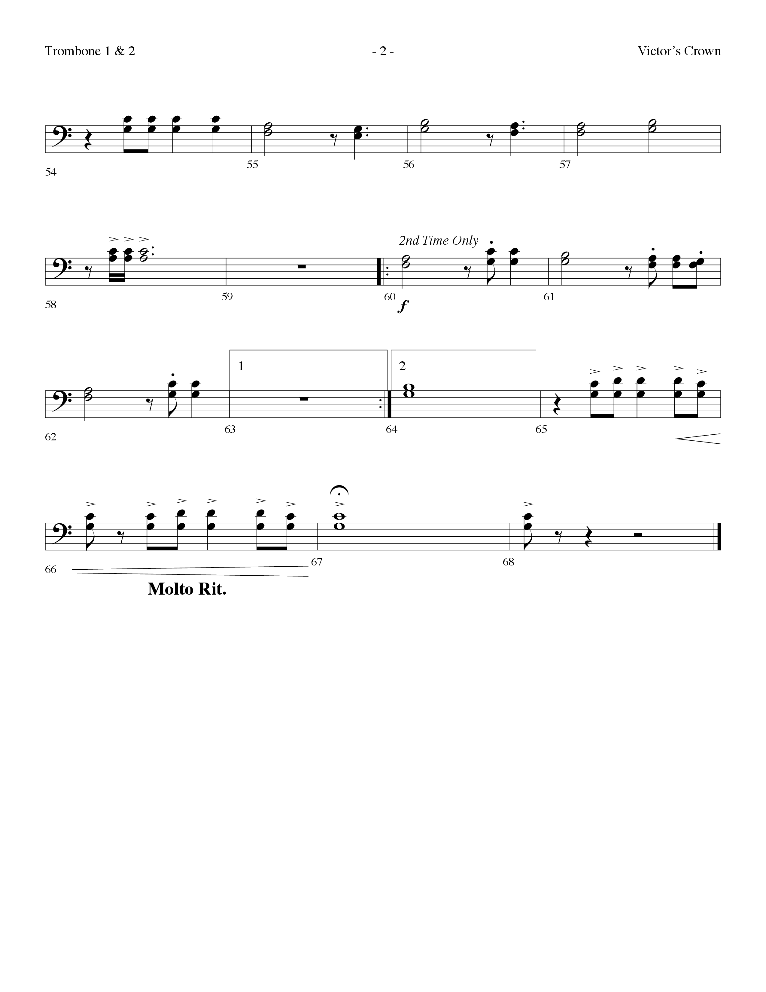 Victor's Crown (Choral Anthem SATB) Trombone 1/2 (Lifeway Choral / Arr. Dennis Allen)
