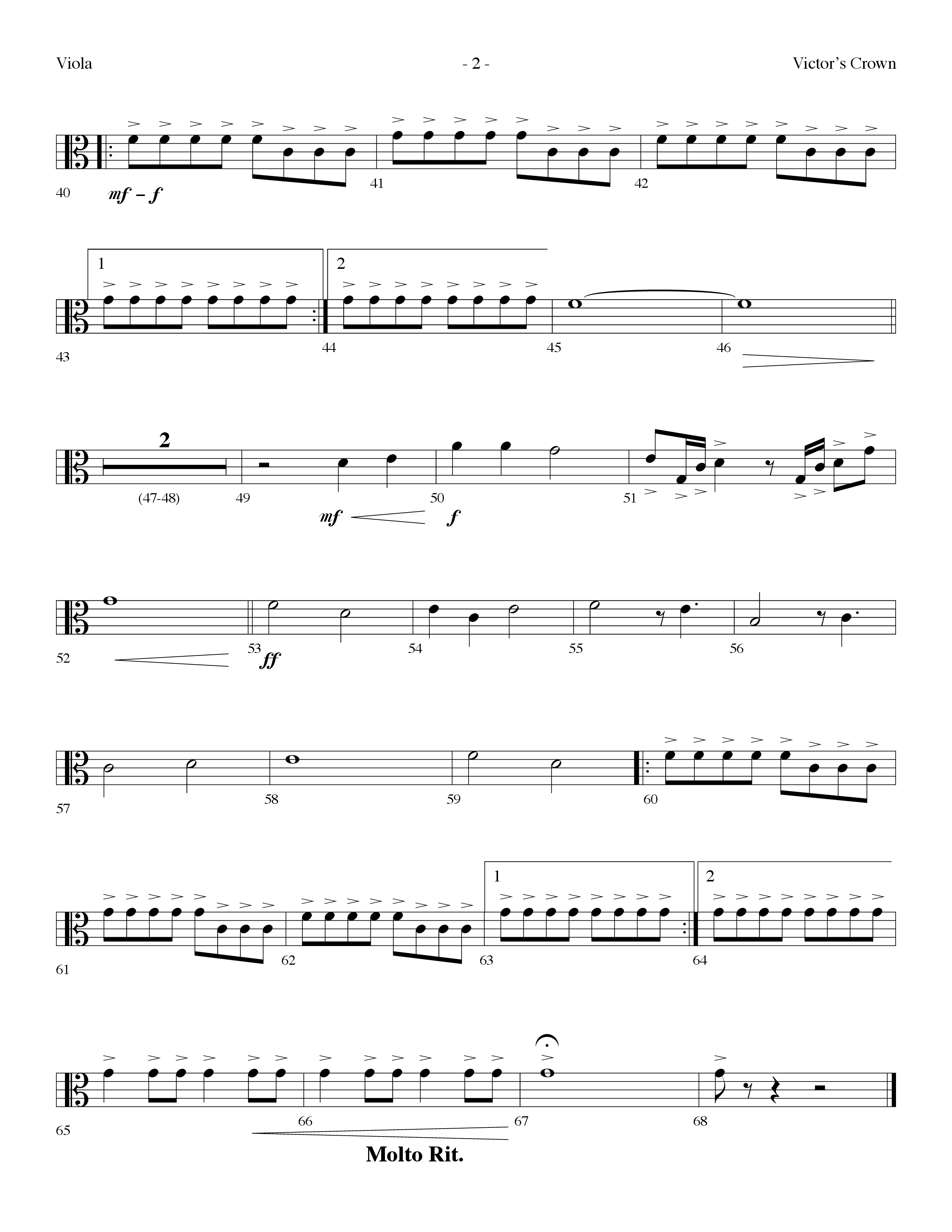 Victor's Crown (Choral Anthem SATB) Viola (Lifeway Choral / Arr. Dennis Allen)