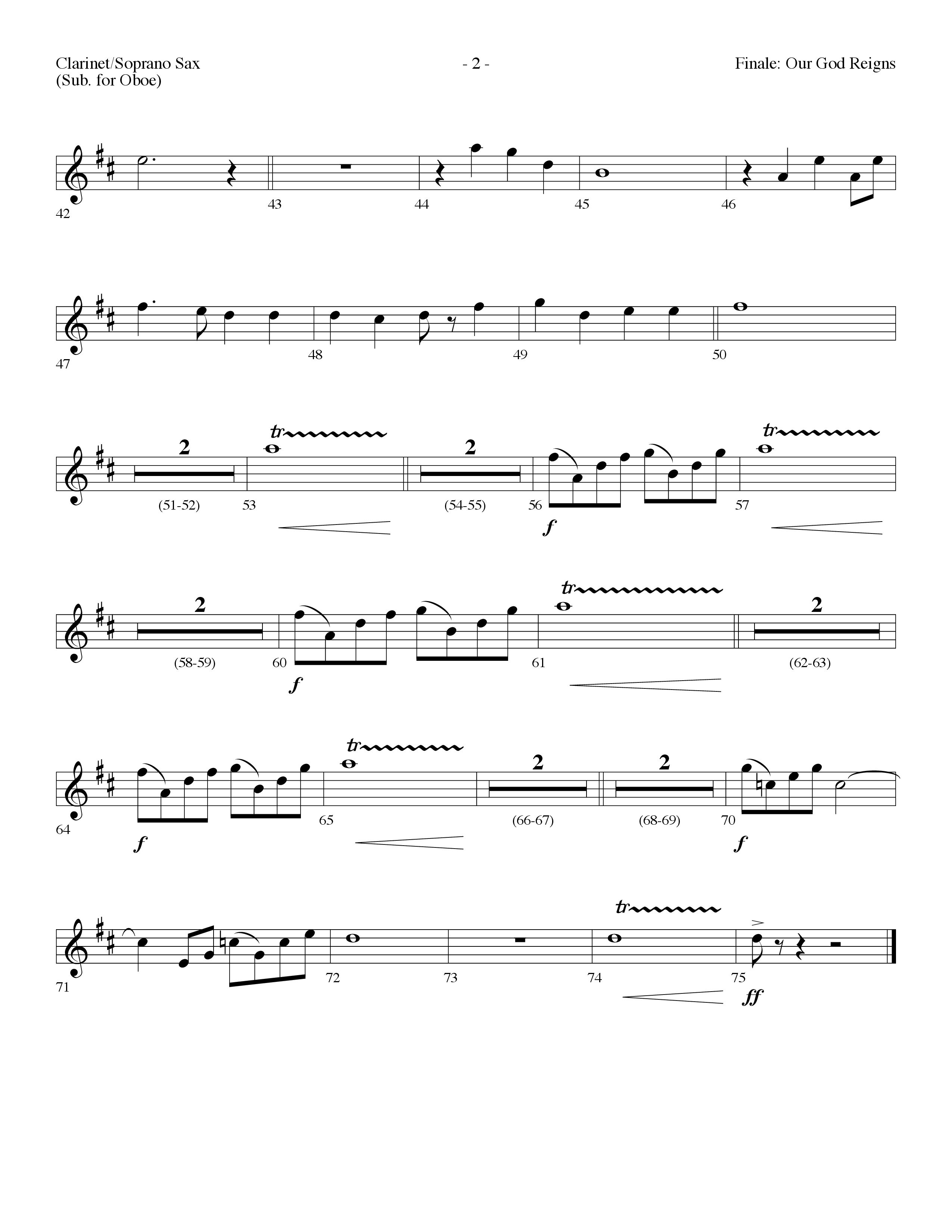 Our God Reigns (with Crown Him With Many Crowns) (Choral Anthem SATB) Clarinet/Soprano Sax (Lifeway Choral / Arr. Dennis Allen)