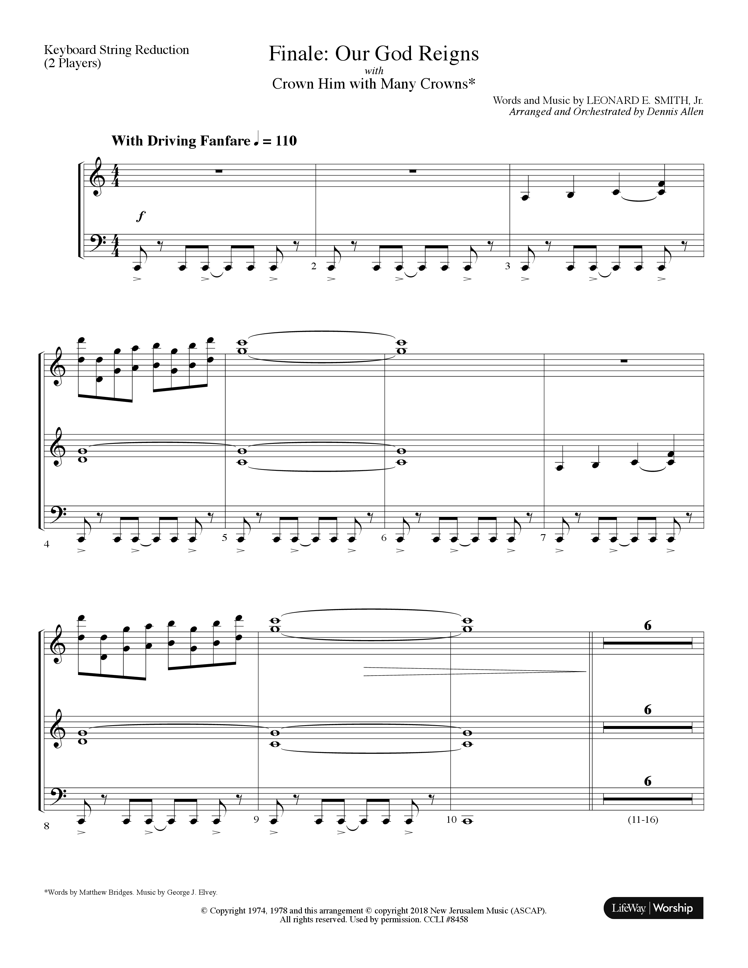 Our God Reigns (with Crown Him With Many Crowns) (Choral Anthem SATB) String Reduction (Lifeway Choral / Arr. Dennis Allen)