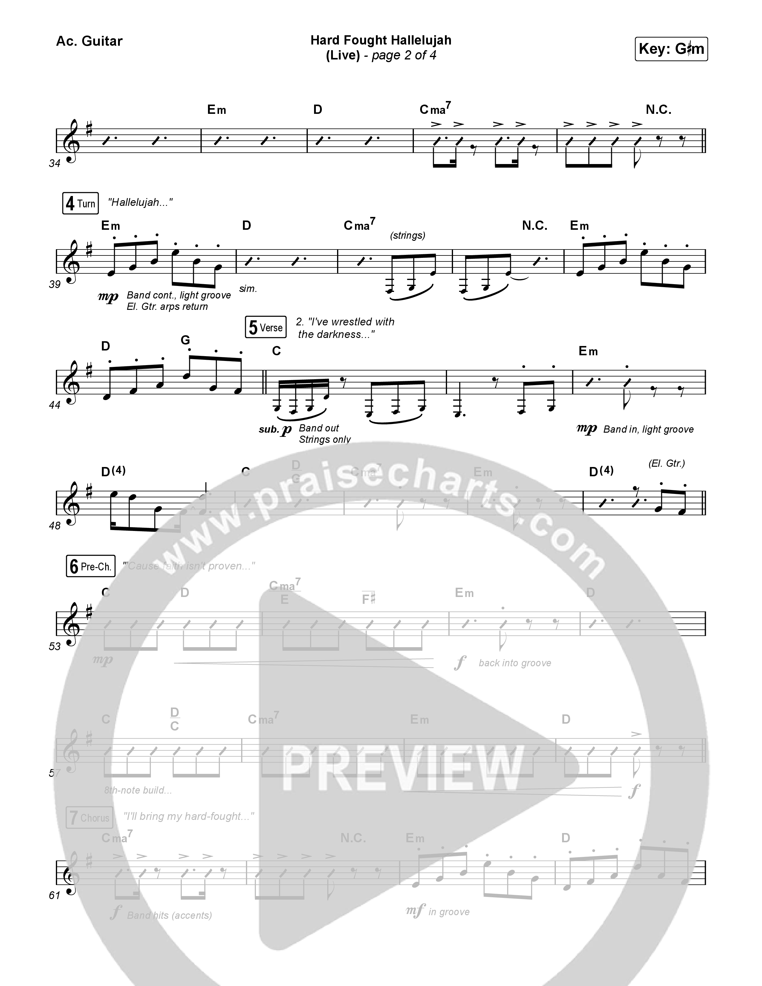 Hard Fought Hallelujah (Live) Acoustic Guitar (Brandon Lake)