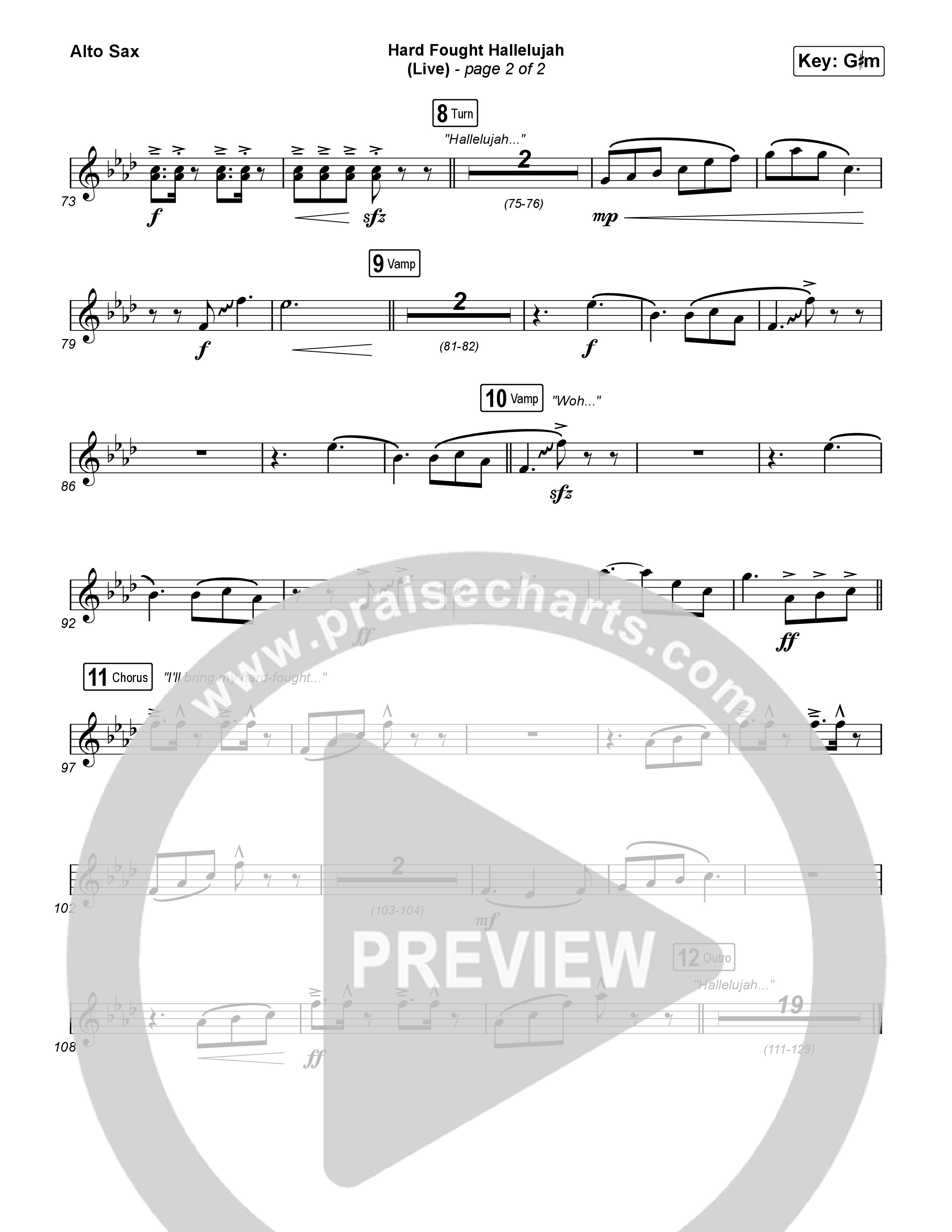 Hard Fought Hallelujah (Live) Sax Pack (Brandon Lake)