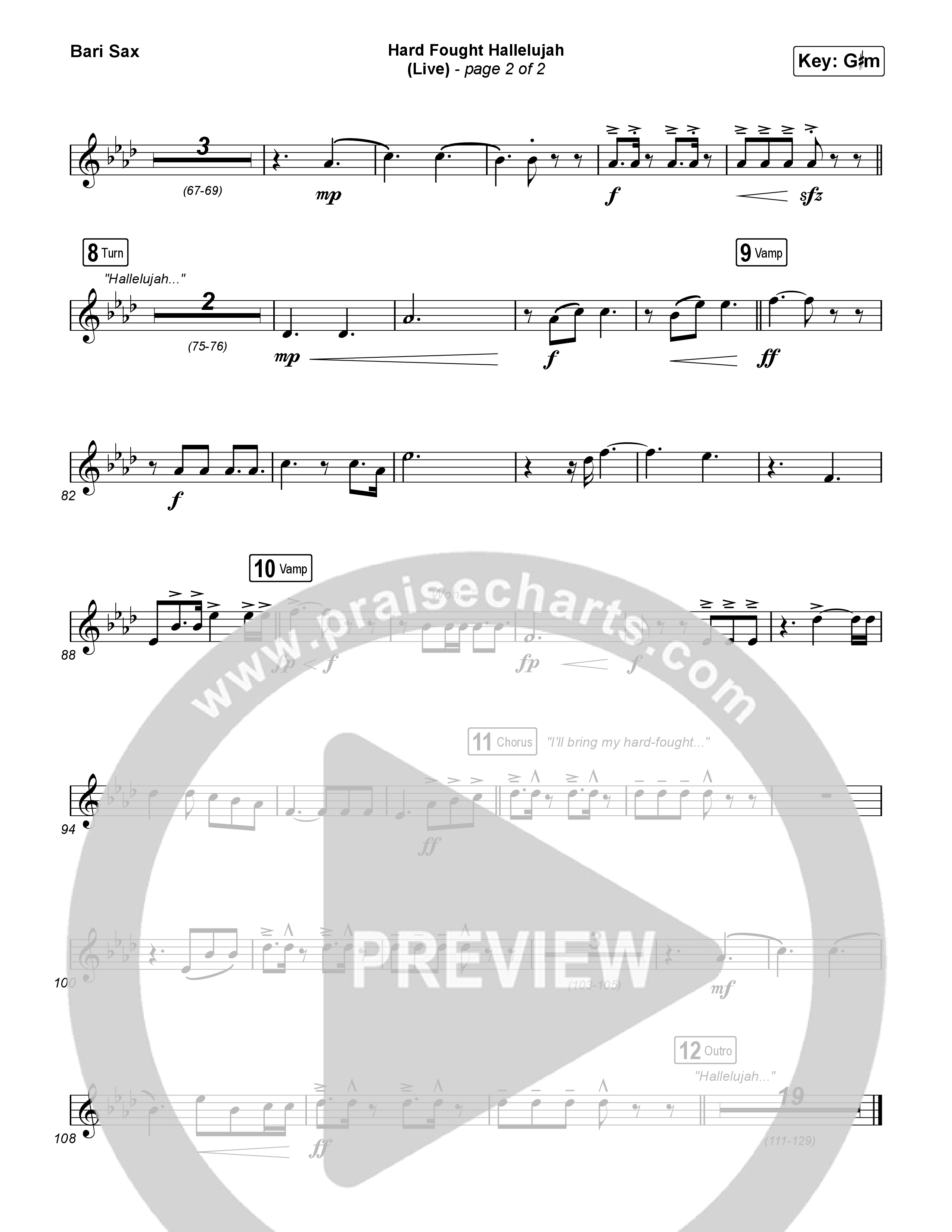 Hard Fought Hallelujah (Live) Bari Sax (Brandon Lake)