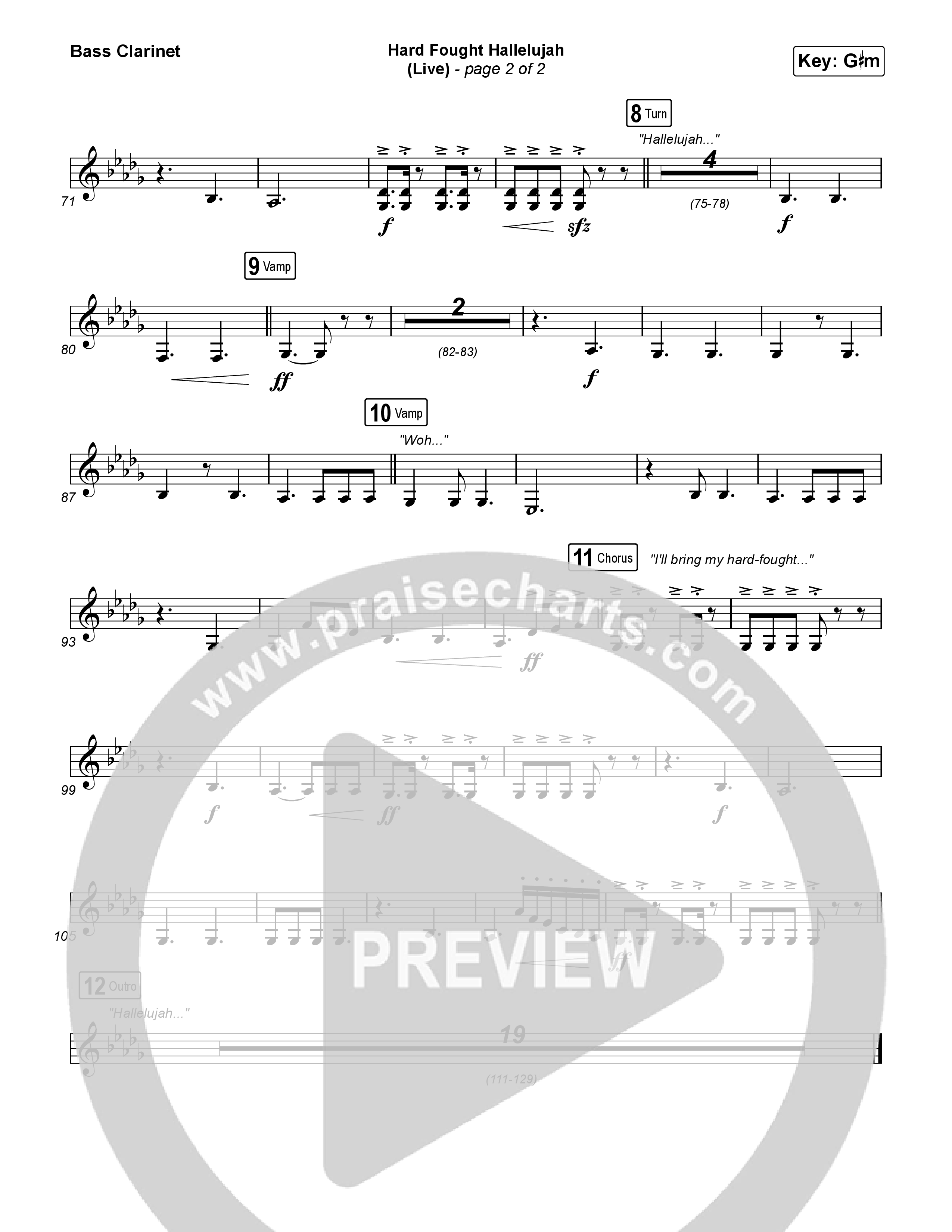 Hard Fought Hallelujah (Live) Bass Clarinet (Brandon Lake)