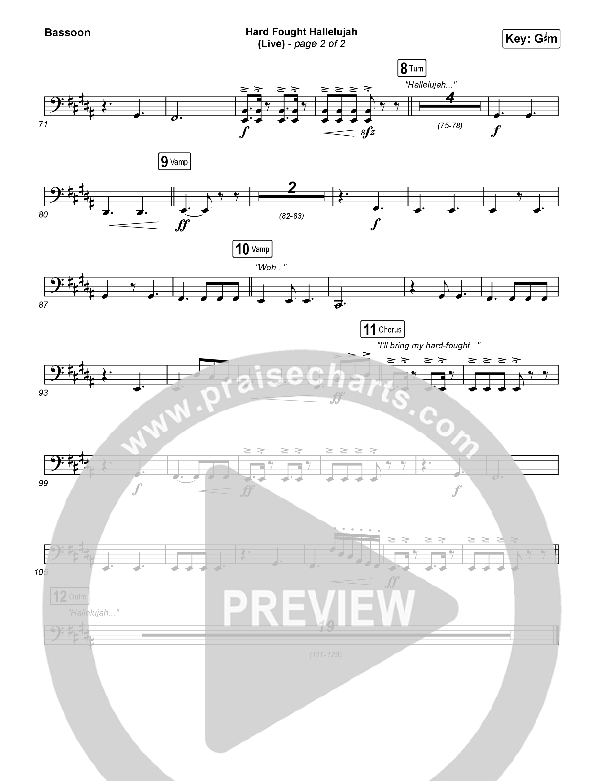 Hard Fought Hallelujah (Live) Bassoon (Brandon Lake)