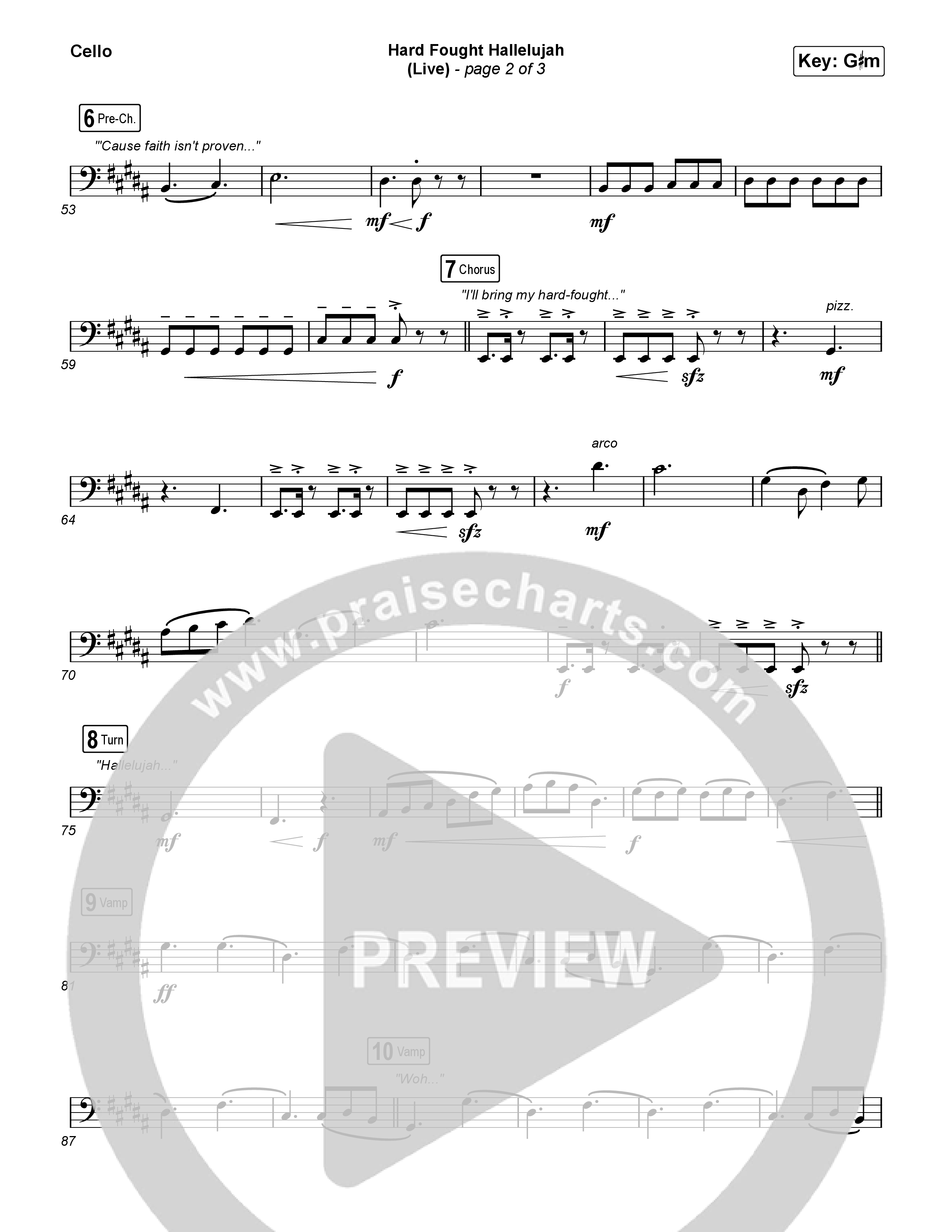 Hard Fought Hallelujah (Live) Cello (Brandon Lake)