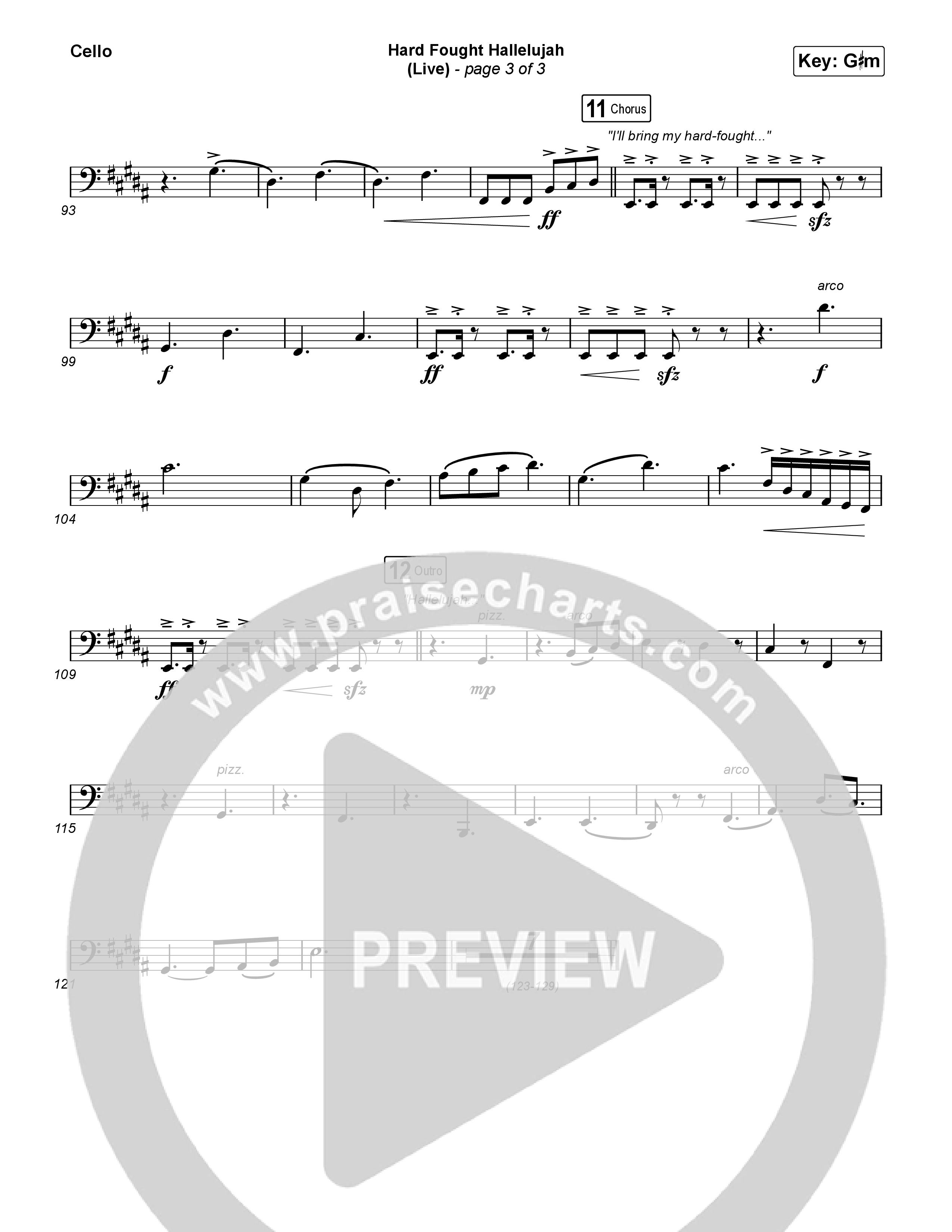 Hard Fought Hallelujah (Live) Cello (Brandon Lake)