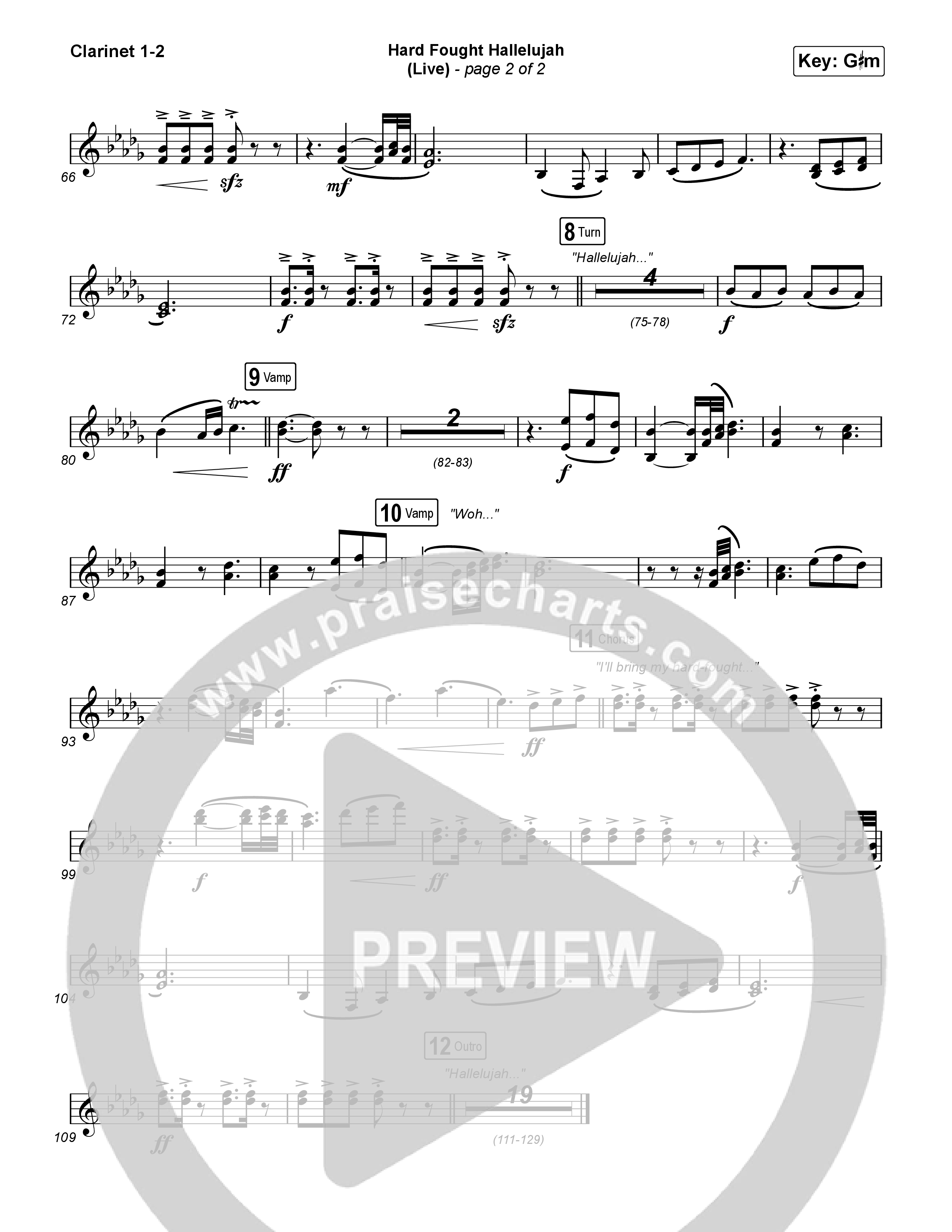 Hard Fought Hallelujah (Live) Clarinet 1/2 (Brandon Lake)