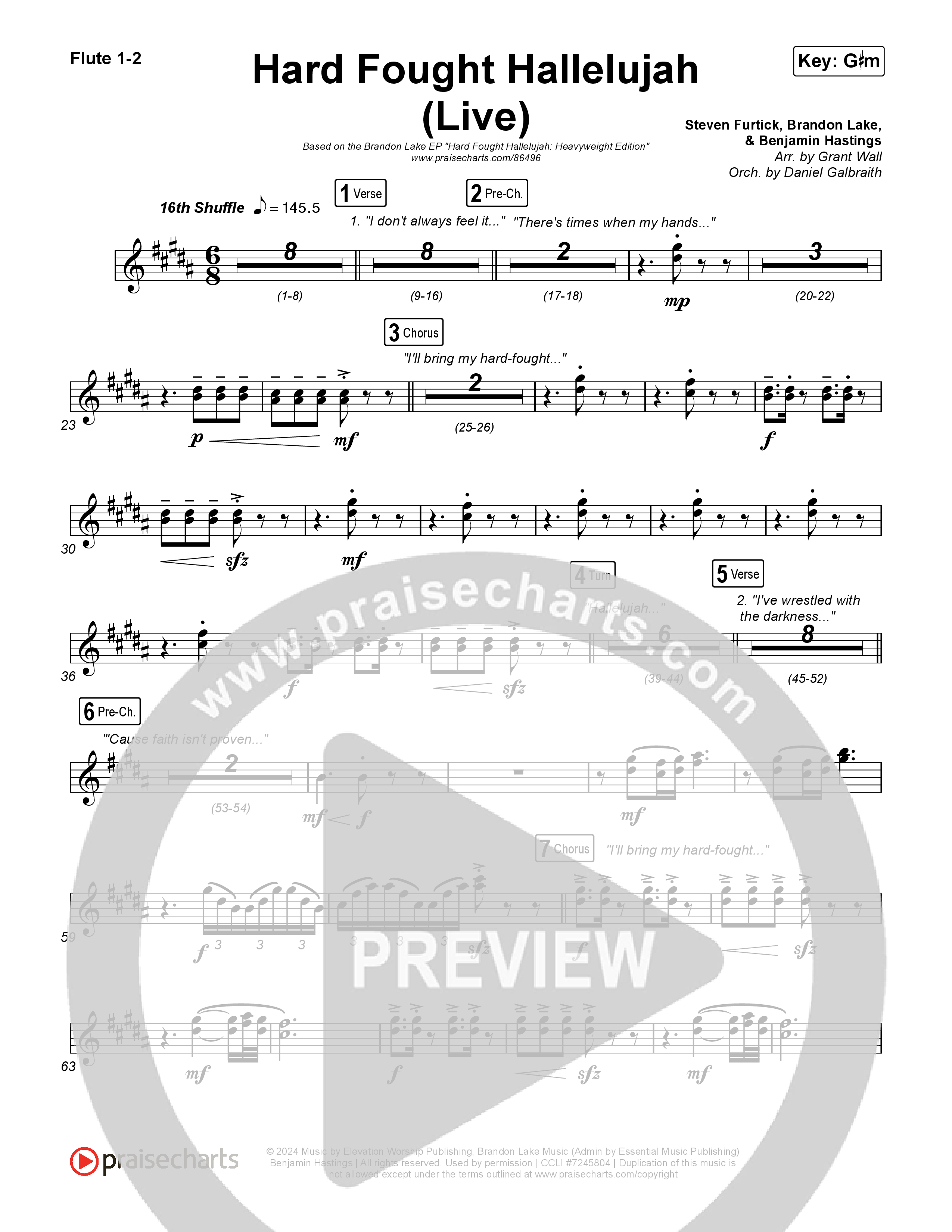 Hard Fought Hallelujah (Live) Flute 1,2 (Brandon Lake)